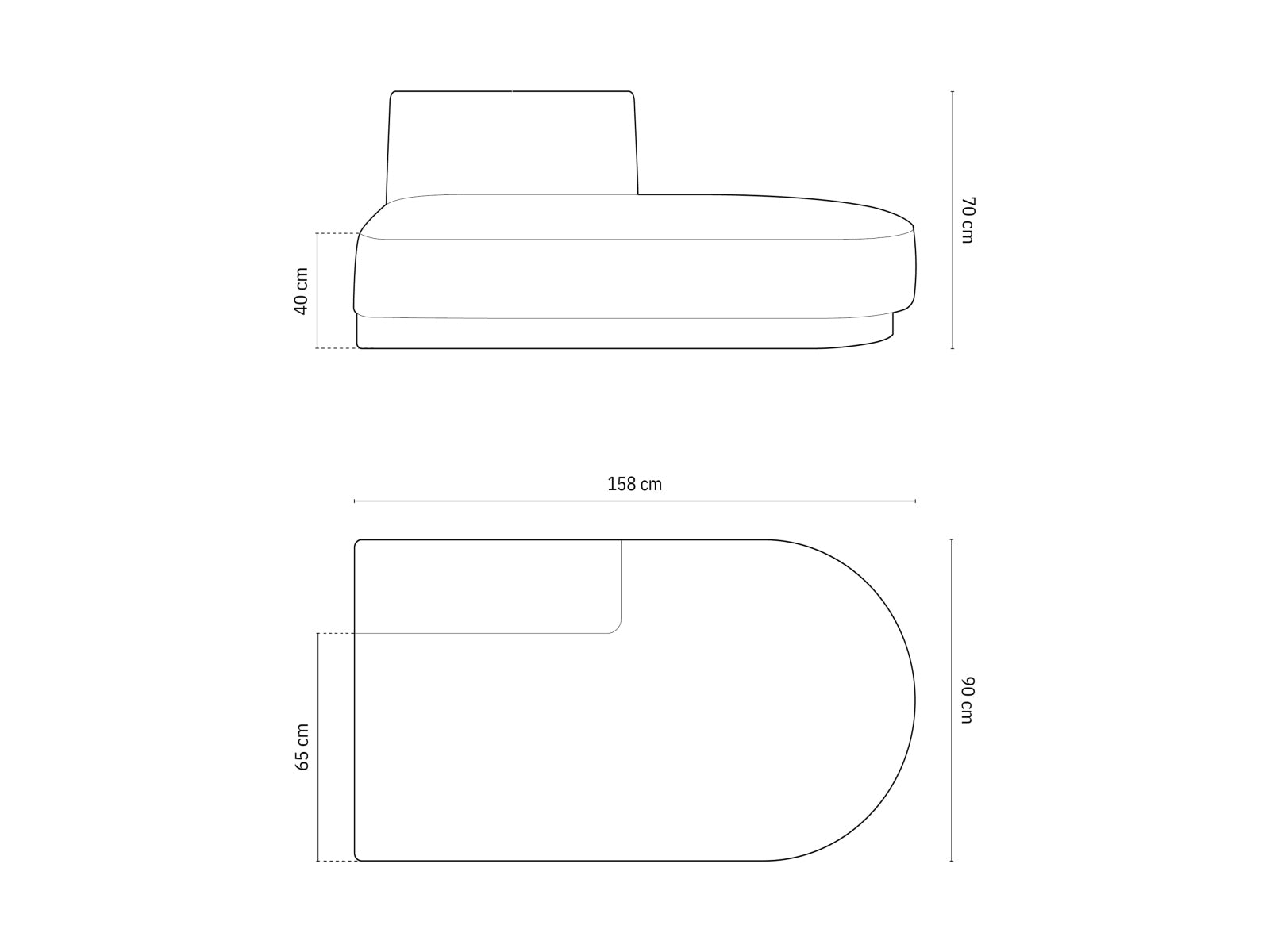 Miley Sitting Module Open rechts 2 Sitzer in Anthracite präsentiert im Onlineshop von KAQTU Design AG. Modulares Sofa ist von Micadoni