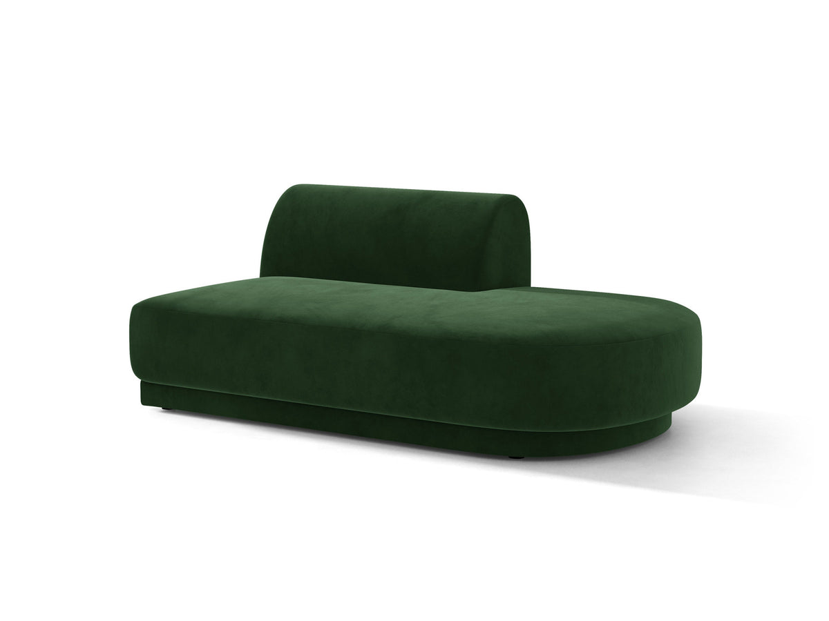 Modulares Sofaelement in Dunkelbeige mit Bluvel-Stoffbezug, schwarzen Kunststoffbeinen und niedriger Rückenlehne, rechts ausgerichtet.