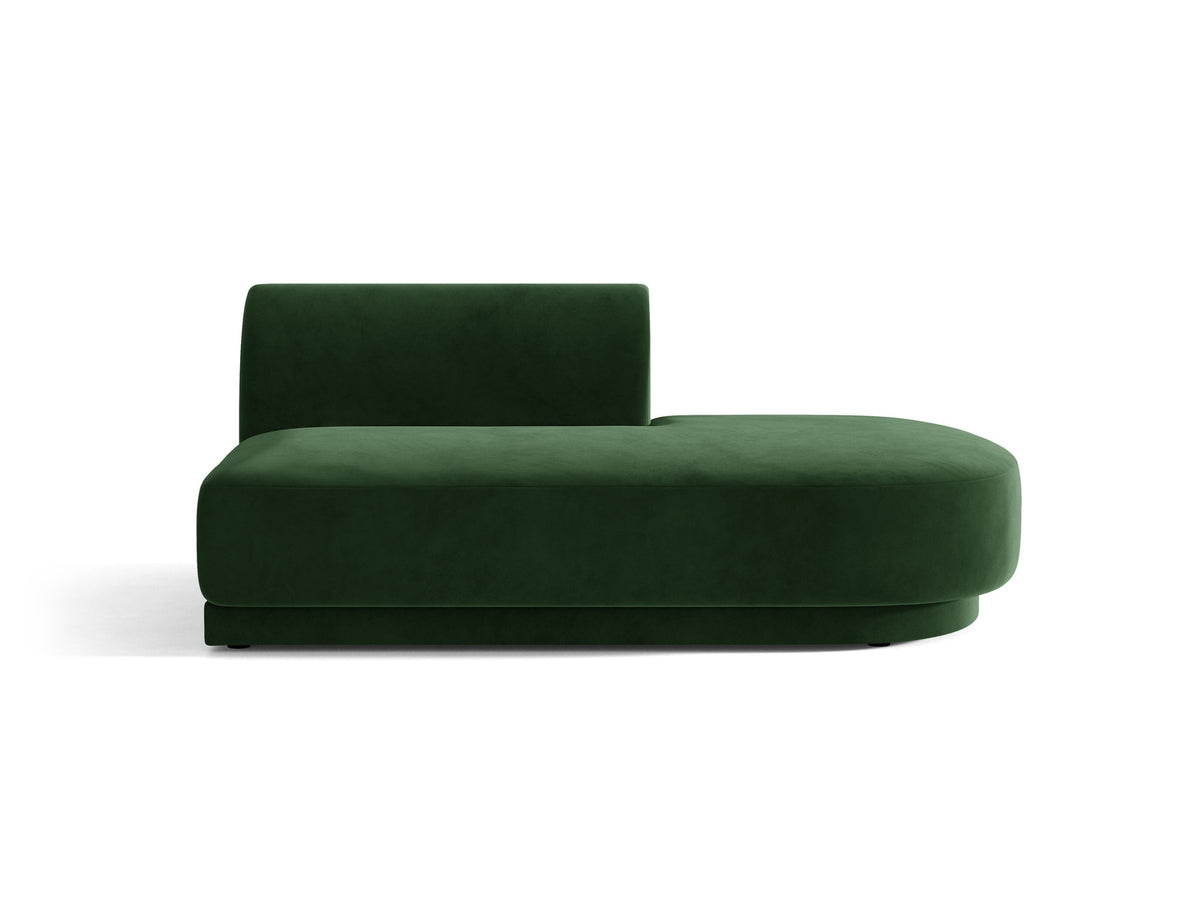 Modulares Sofaelement in Dunkelbeige mit Bluvel-Stoffbezug, schwarzen Kunststoffbeinen und niedriger Rückenlehne, rechts ausgerichtet.