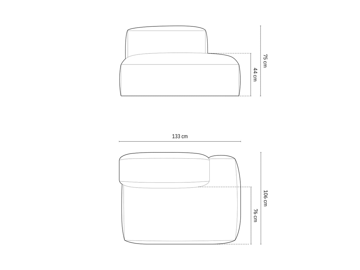 2-Sitzer Rechtssofa Martina in Graphite-Monet präsentiert im Onlineshop von KAQTU Design AG. Modulares Sofa ist von Micadoni