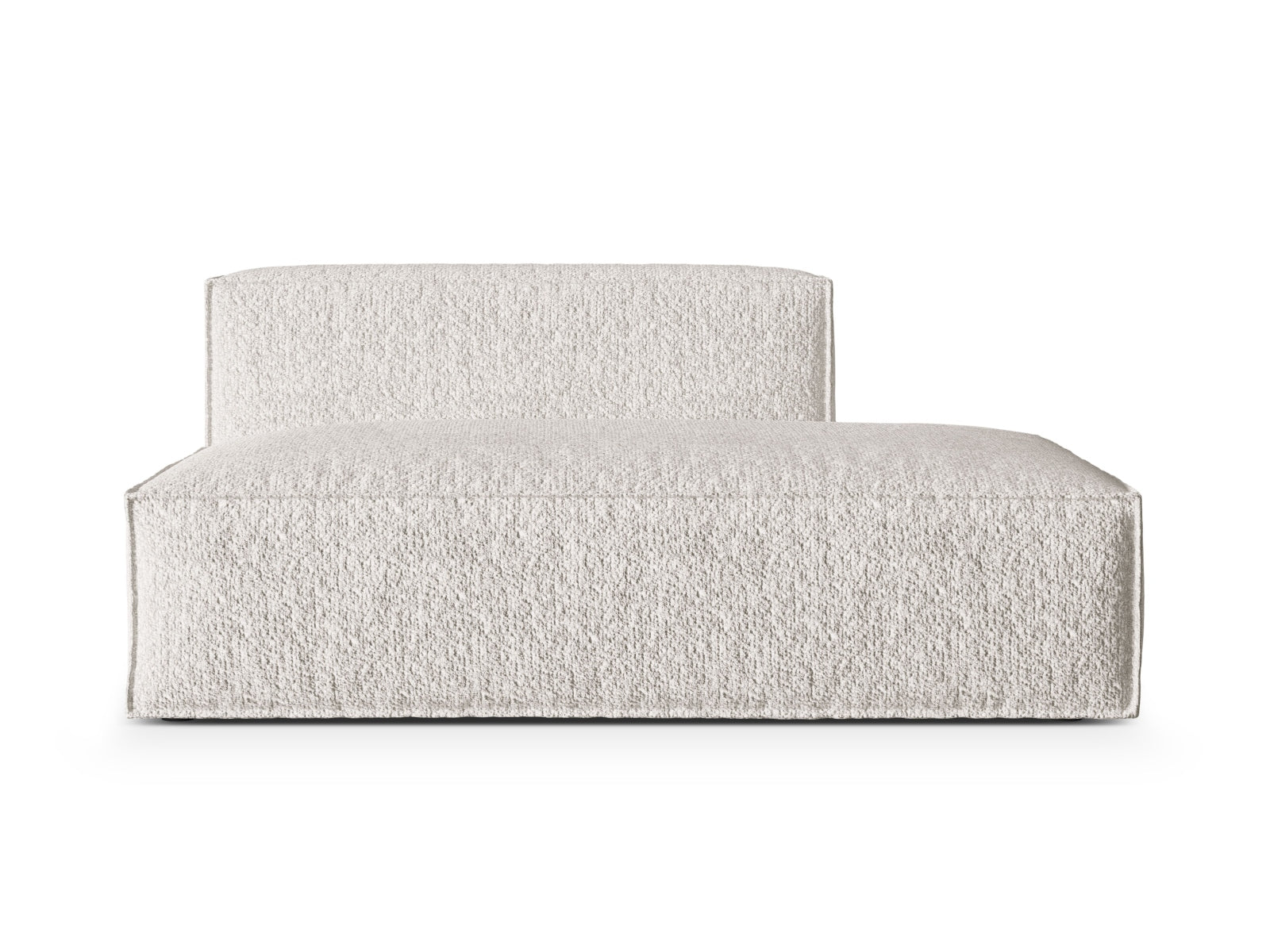 Modulares Nuria Boucle Sofa in sanften Grautönen, perfekt für kreative Wohnkonzepte und stilvolle Akzente in jedem Raum.