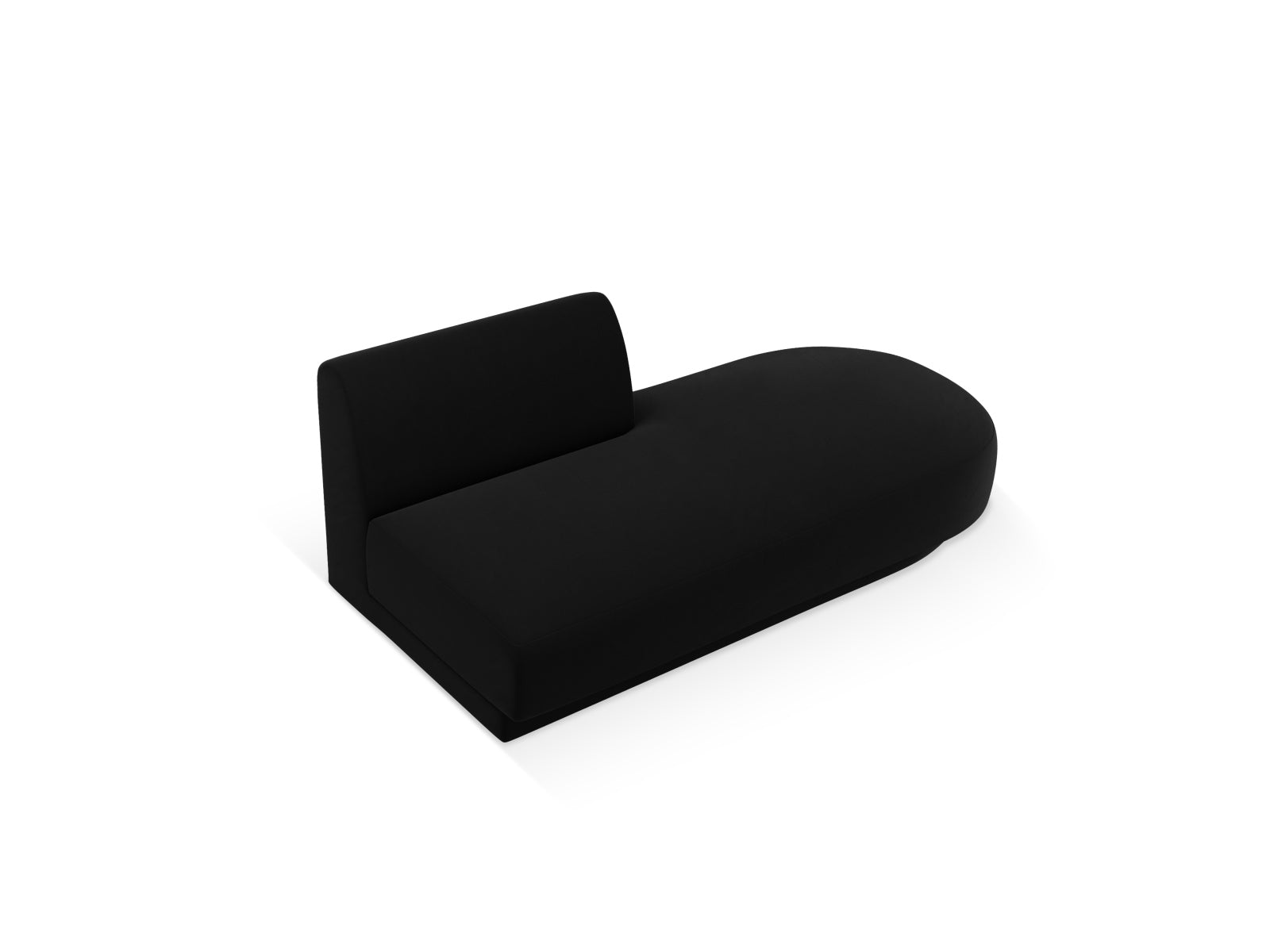 Stylisches 2-Sitzer Modulsofa Miley, offen rechts, in Black-Bluvel, perfekt für kreative Raumkonzepte und zeitgemäße Einrichtung.