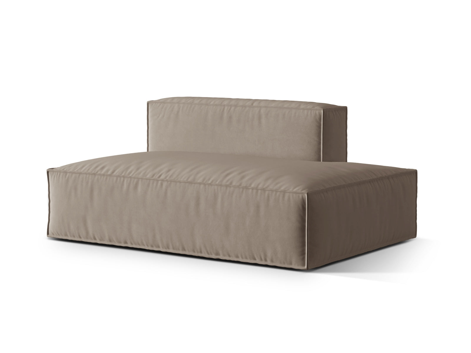 Stilvolles 3-Sitzer Nuria Velour Modular Sofa in sanftem Grau, mit rechter Armlehne, perfekt für moderne und gemütliche Wohnambiente.