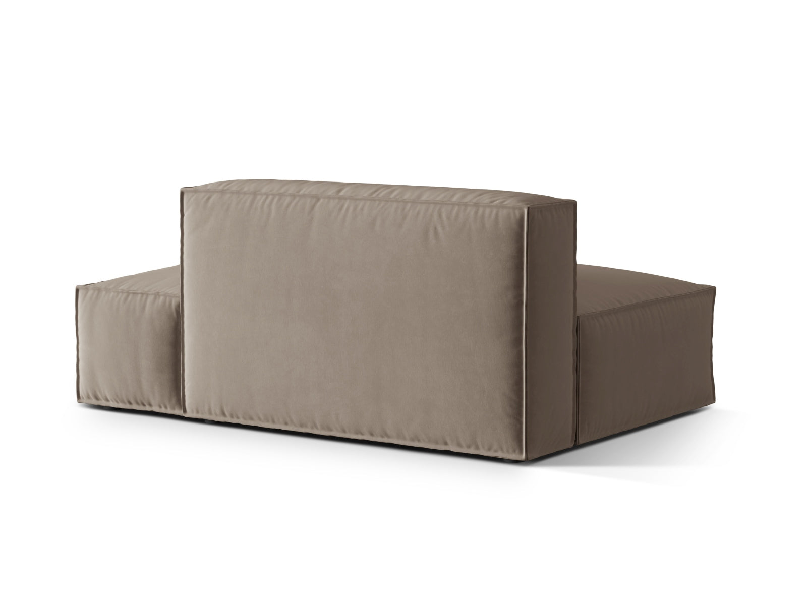 Elegantes Nuria Velour Modular Sofa in sanftem Grau, 3-Sitzer mit rechter Armlehne, ideal für stilvolle und einladende Wohnräume.