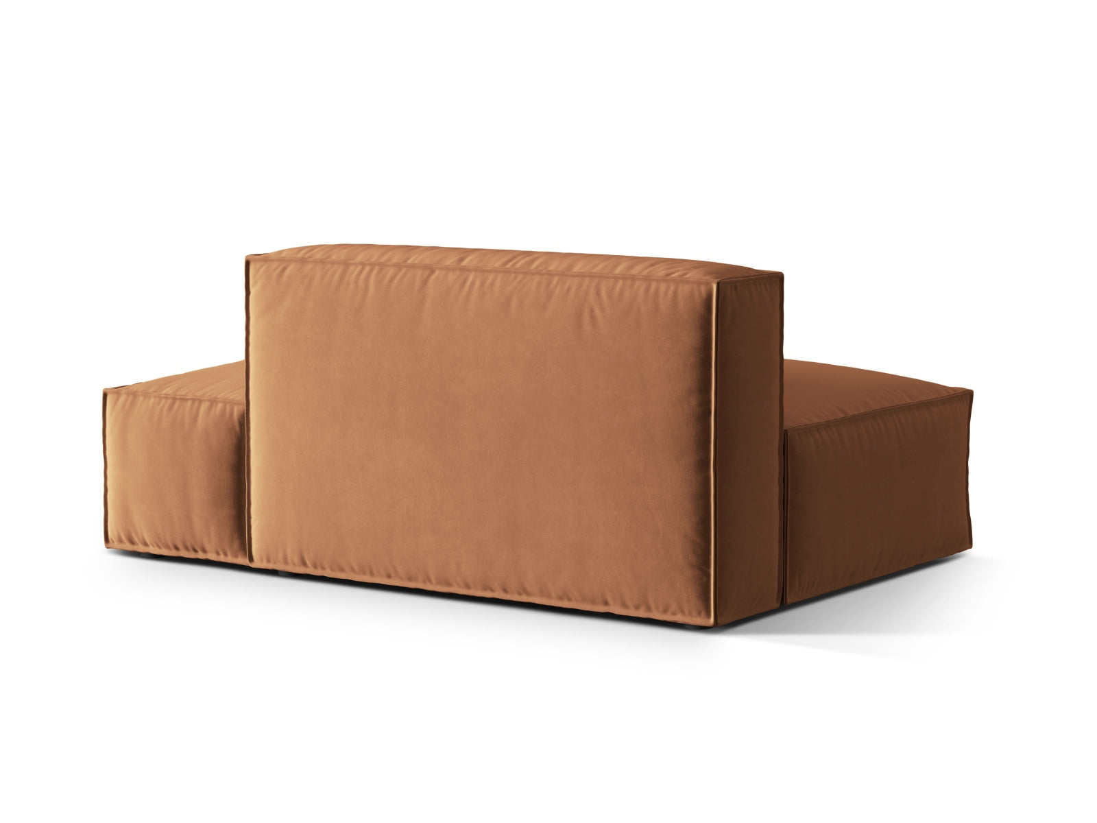 Elegantes Nuria Velour Modular Sofa in sanftem Honigton, 3-Sitzer, rechtsseitig, ideal für stilvolle und einladende Wohnräume.