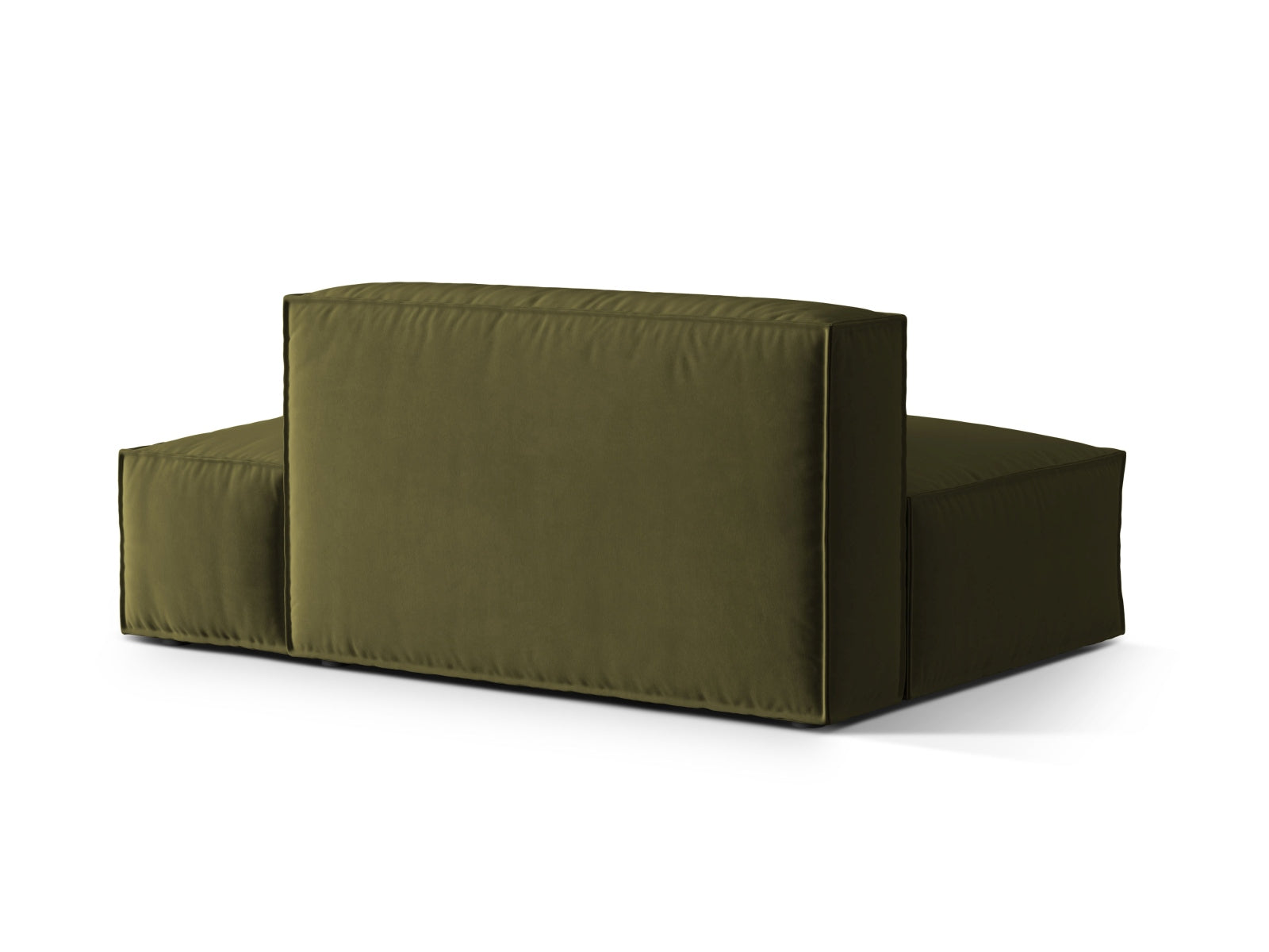 Elegantes Nuria Velour Modular Sofa in sanftem Moss Green Melange, 3-Sitzer, rechtsseitig, ideal für stilvolle und einladende Wohnräume.