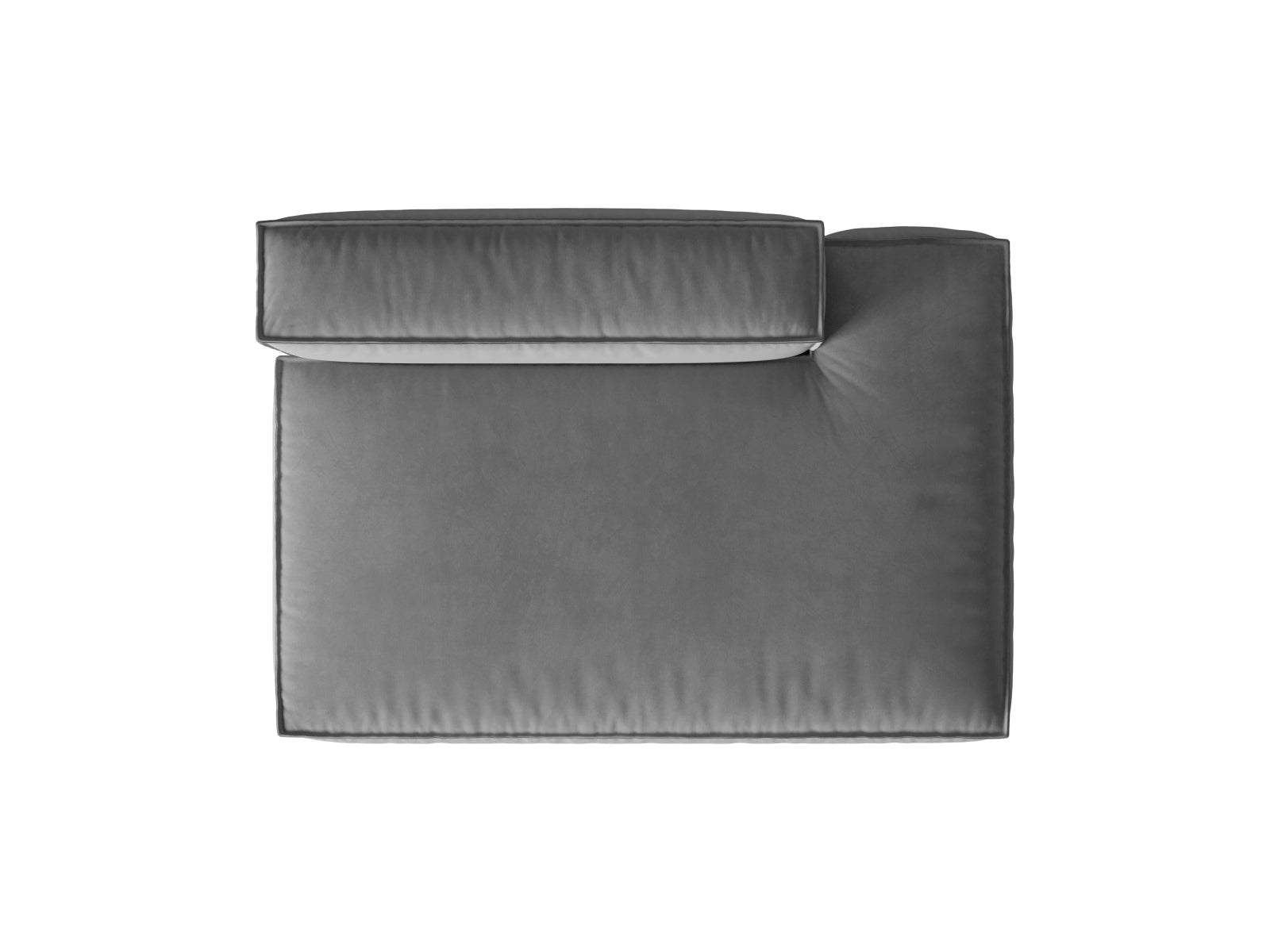 Modulares Velours-Sofa Nuria in stilvollem Design, 3-Sitzer mit rechter Armlehne, perfekt für moderne Wohnkonzepte.