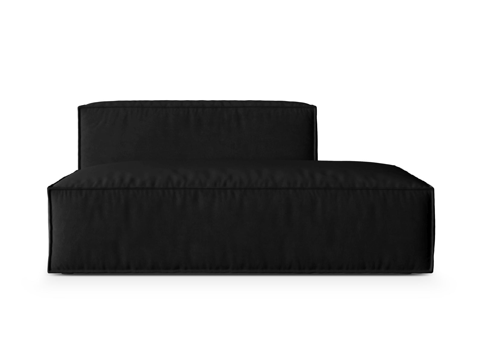 Elegantes Nuria Velour Modular Sofa in edlem Schwarz, 3-Sitzer mit rechter Armlehne, ideal für stilvolle Wohnräume und entspannte Stunden.