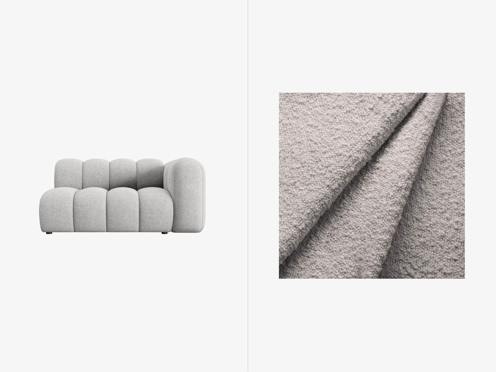 Lupine Boucle rechts Modular Sofa 2 Sitzer in Light Grey präsentiert im Onlineshop von KAQTU Design AG. Modulares Sofa ist von Micadoni