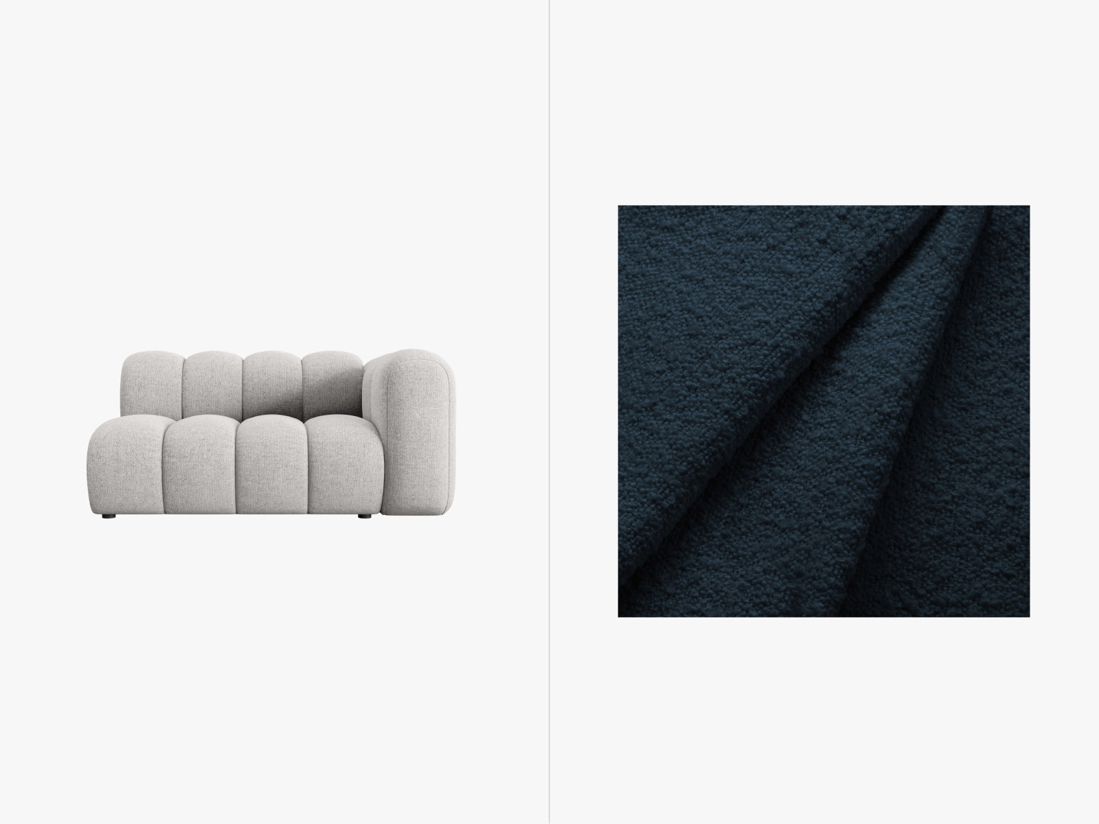 Lupine Boucle rechts Modular Sofa 2 Sitzer in Dark Blue präsentiert im Onlineshop von KAQTU Design AG. Modulares Sofa ist von Micadoni