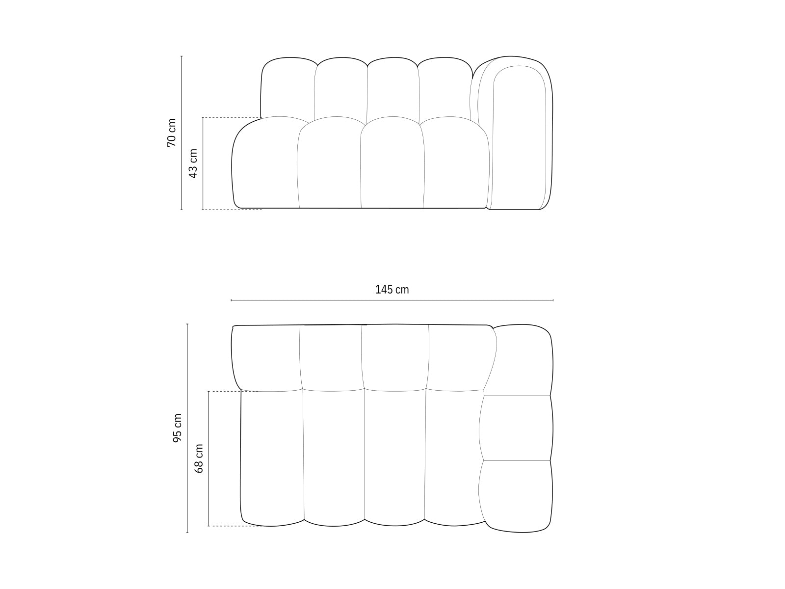 Lupine Modular Sofa rechts 2 Sitzer in Black präsentiert im Onlineshop von KAQTU Design AG. Modulares Sofa ist von Micadoni