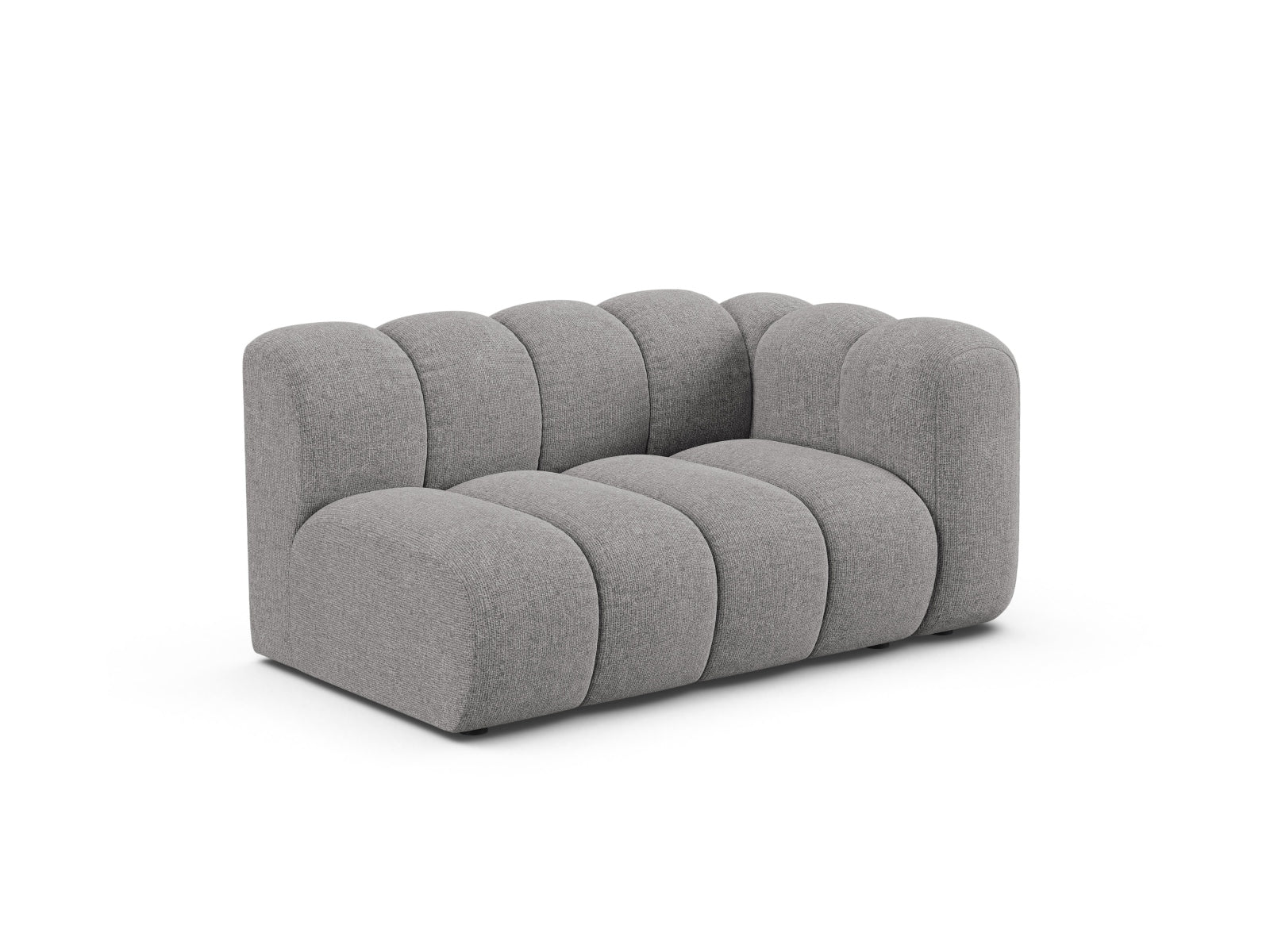 Rechtsseitiges 2-Sitzer-Modulsystem Lupine in hellem Grau, stilvoll und modern, ideal für jedes Wohnzimmer. Entworfen von Micadoni.