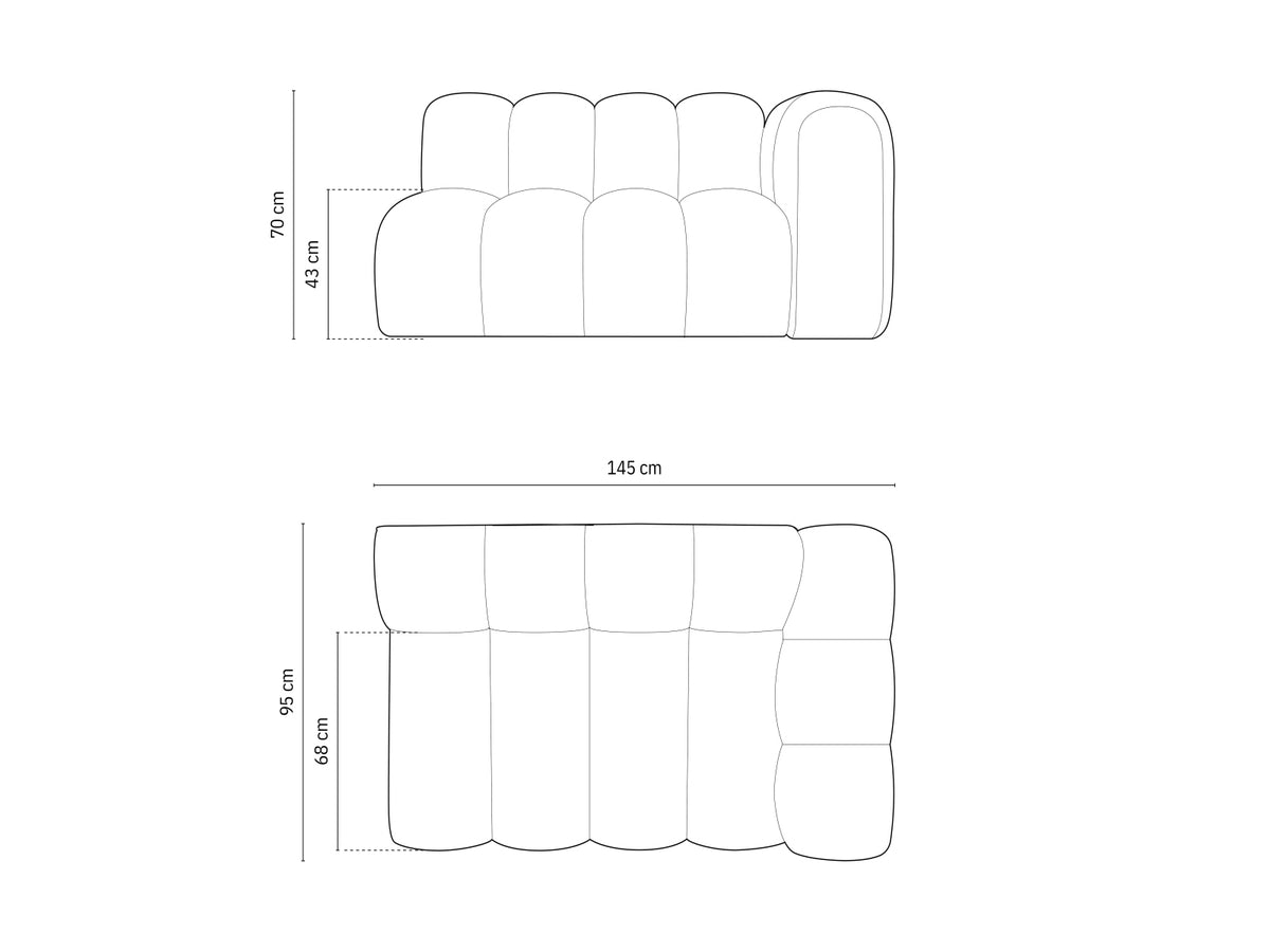 Lupine Velour Modular Sofa rechts 2 Sitzer in Beige-Salvador präsentiert im Onlineshop von KAQTU Design AG. Modulares Sofa ist von Micadoni