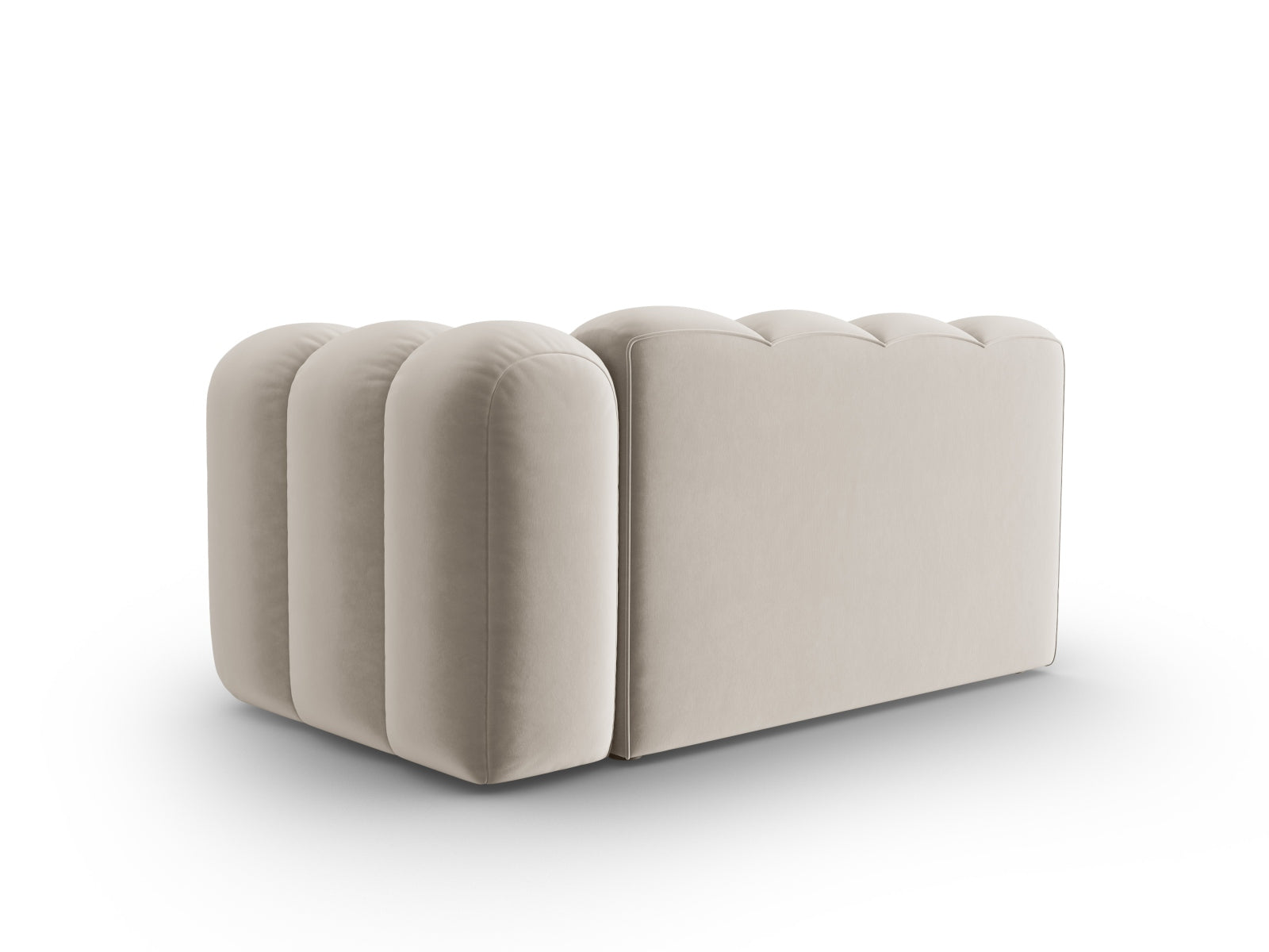 Elegantes, beiges 2-Sitzer Sofa Lupine aus Velours, rechtsseitig, modulare Bauweise von Micadoni, perfekt für zeitgemäße Inneneinrichtungen.