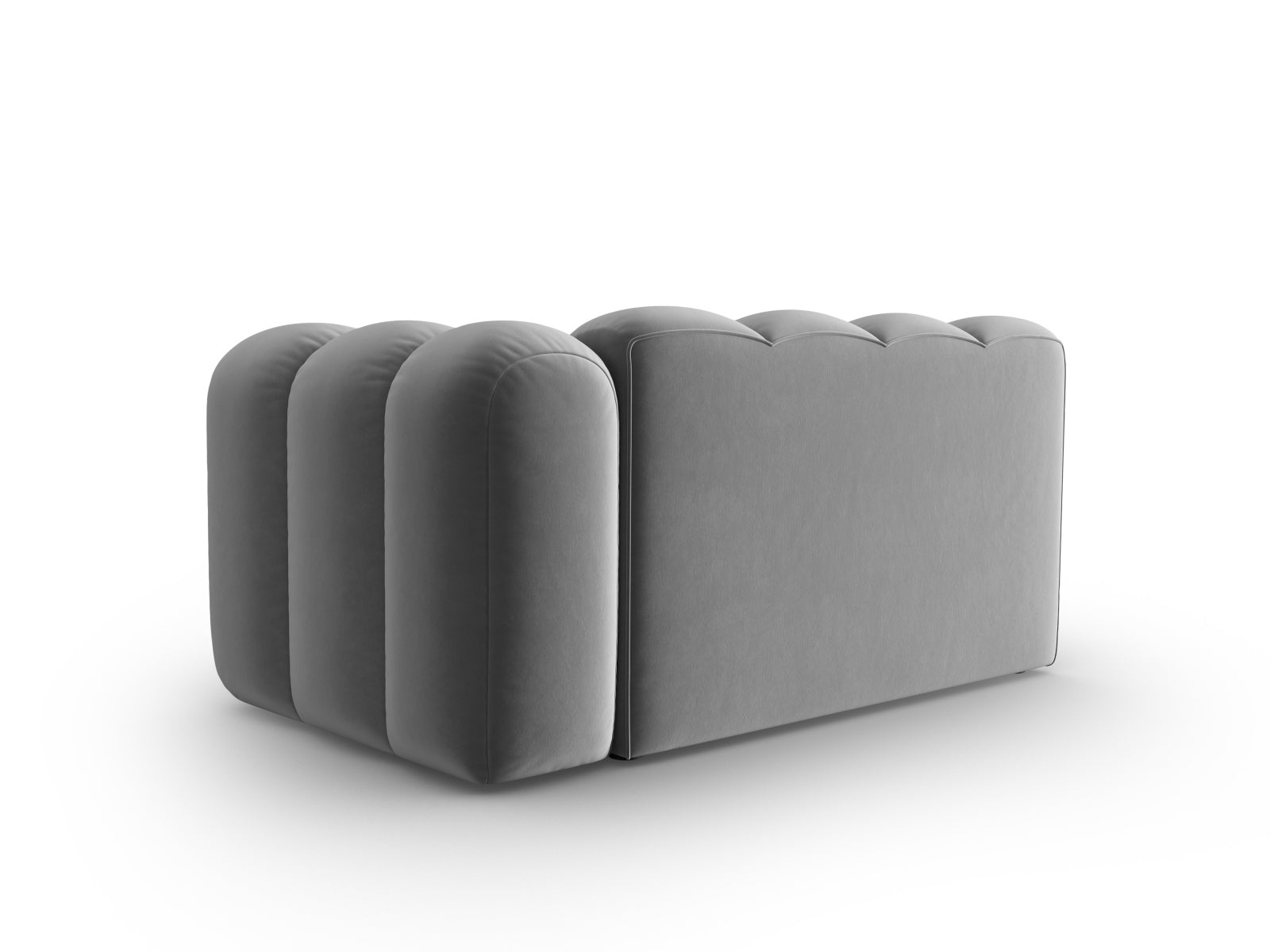 Modulares 2-Sitzer Sofa in grauem Velours, rechtsseitig, von Micadoni – perfekt für moderne und elegante Wohnkonzepte.