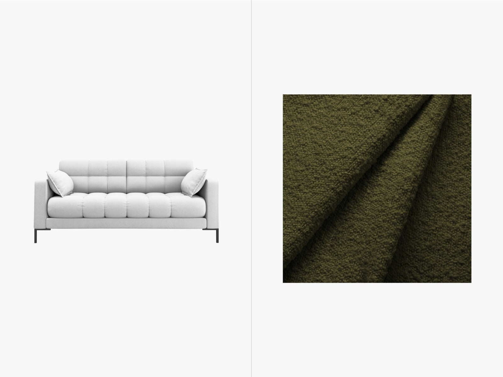 Mamaia Sofa 2 Sitzer in Dark Olive Green/Schwarz-Baloo präsentiert im Onlineshop von KAQTU Design AG. 2er Sofa ist von Micadoni