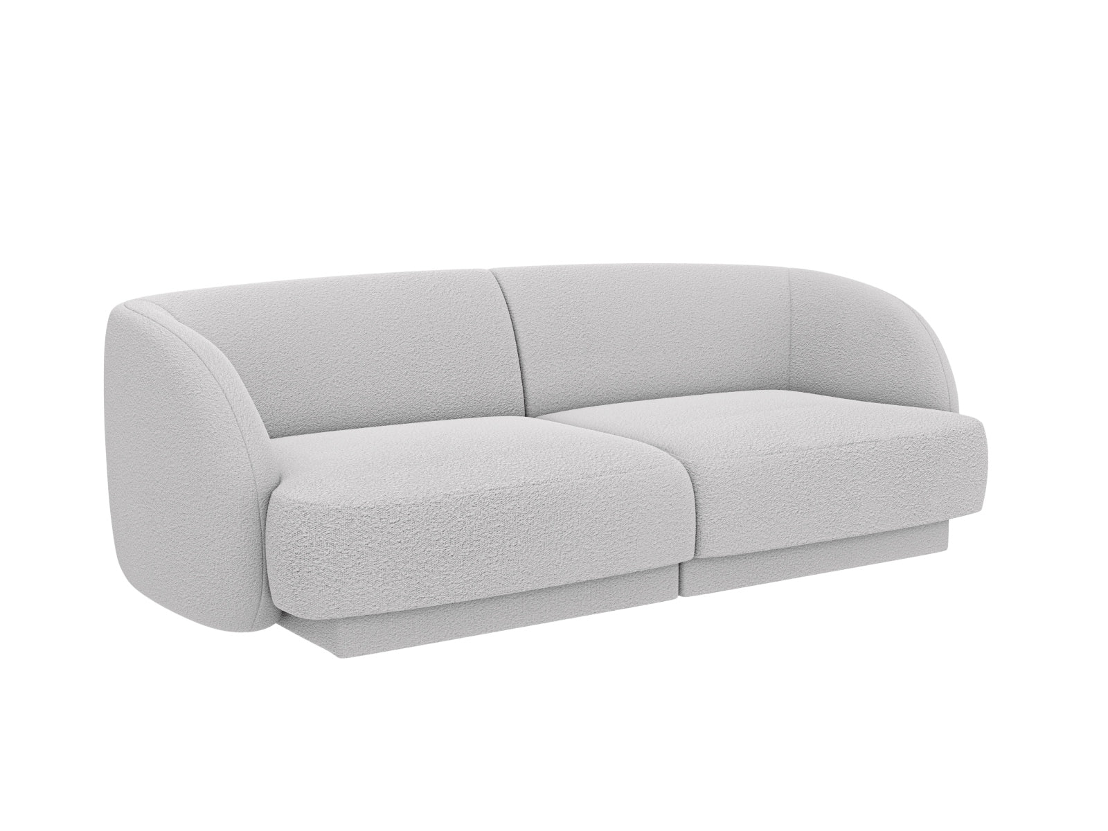 Elegantes Miley Boucle Sofa für zwei Personen in hellem Grau, ideal für stilvolle Wohnräume. Hochwertige Verarbeitung von Micadoni.