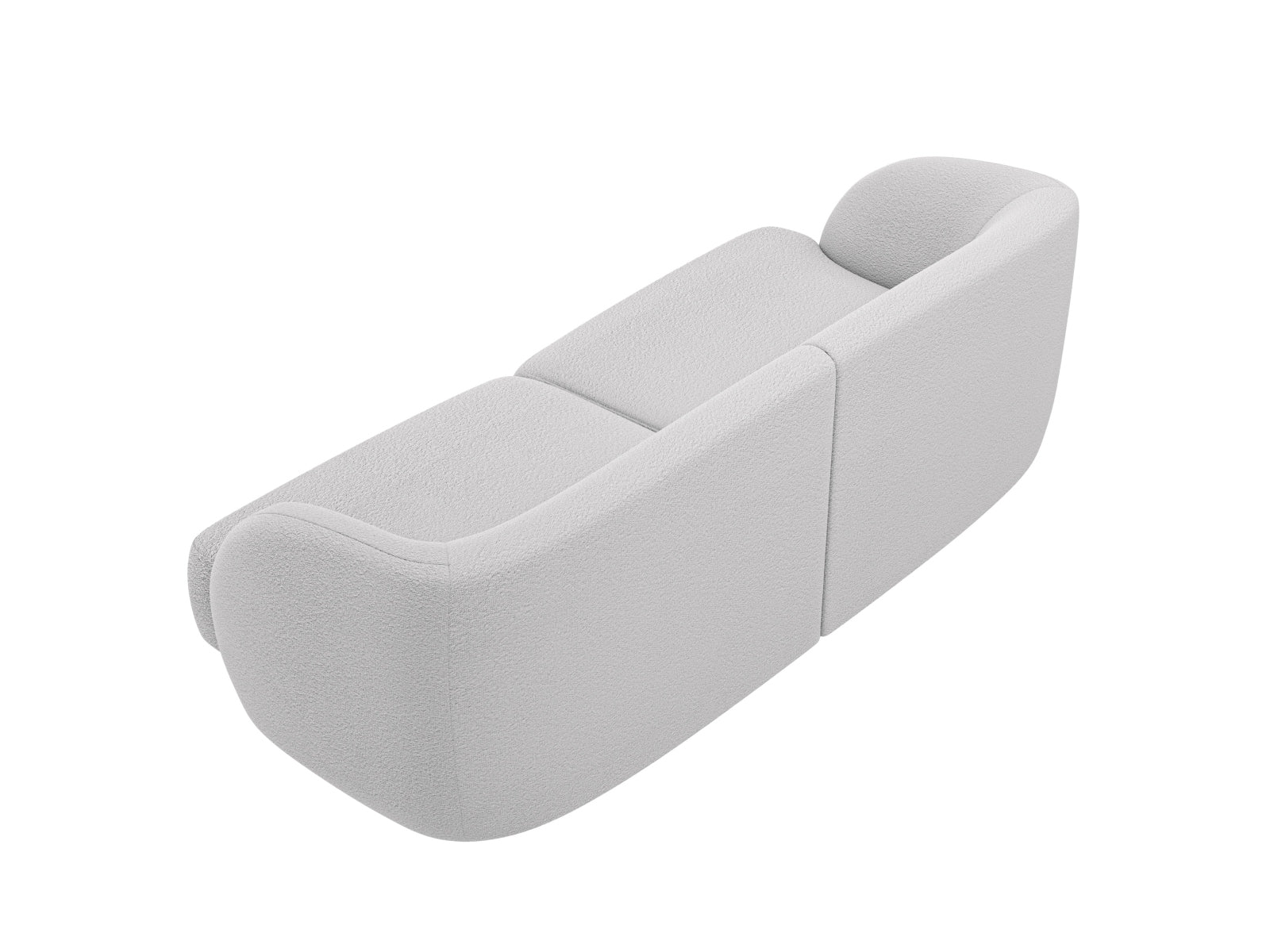 Modernes 2-Sitzer Boucle Sofa in sanftem Grau, perfekt für gemütliche Wohnzimmer. Hochwertige Materialien und stilvolles Design von Micadoni.