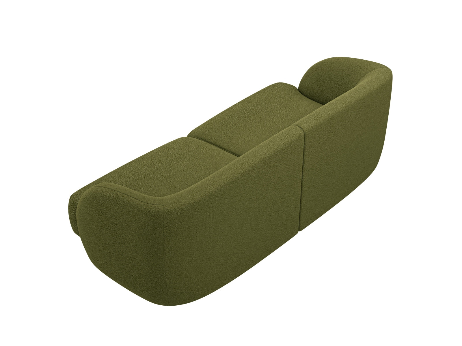 Modernes 2-Sitzer Boucle Sofa in tiefem Olivgrün von Micadoni, perfekt für stilvolle Wohnräume und gemütliche Abende.