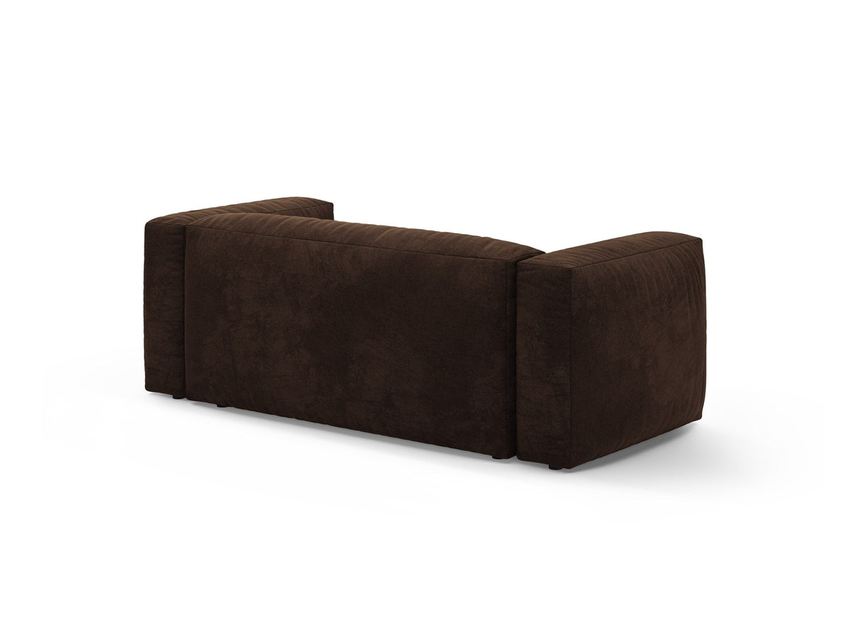 Martina 2er Sofa von Micadoni in Schokolade mit Vogue Stoffbezug, schwarzen Kunststoffbeinen und gepolsterter Rückenlehne.