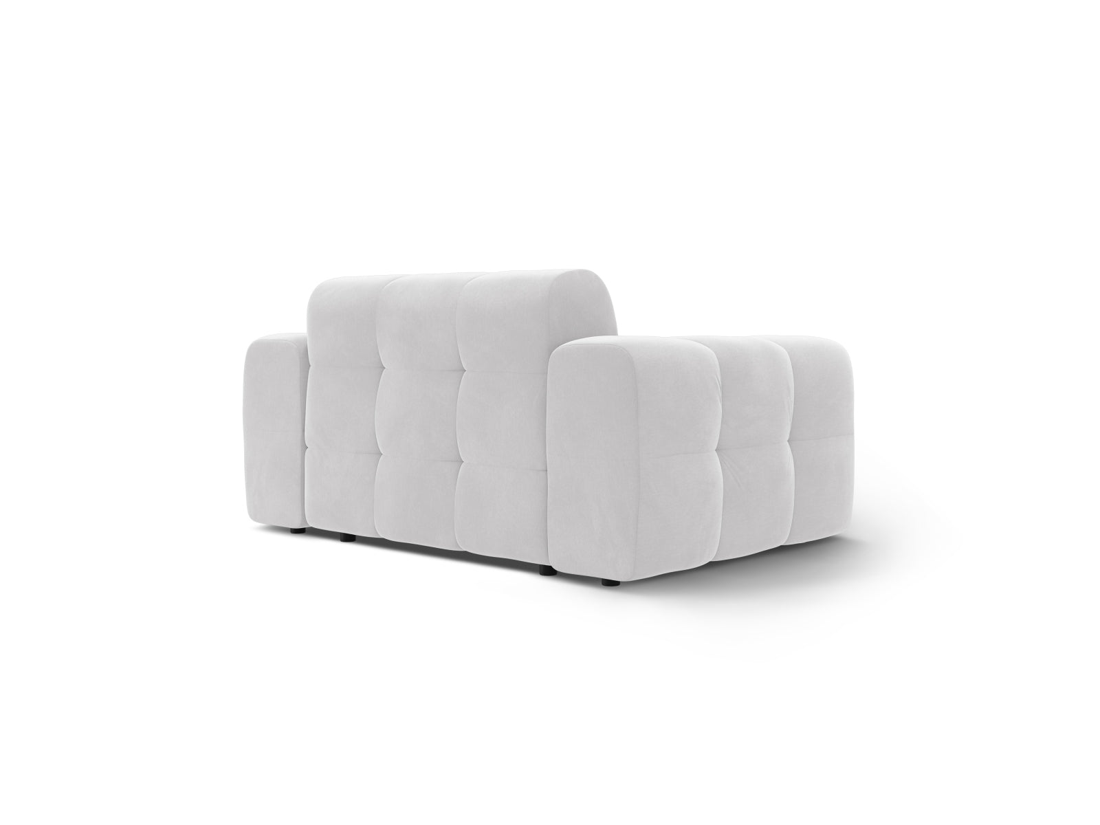 Elegantes Kendal Velour Sofa in sanftem Hellgrau, ideal für stilvolle Wohnräume. Bietet hohen Komfort und zeitgemäßes Design.