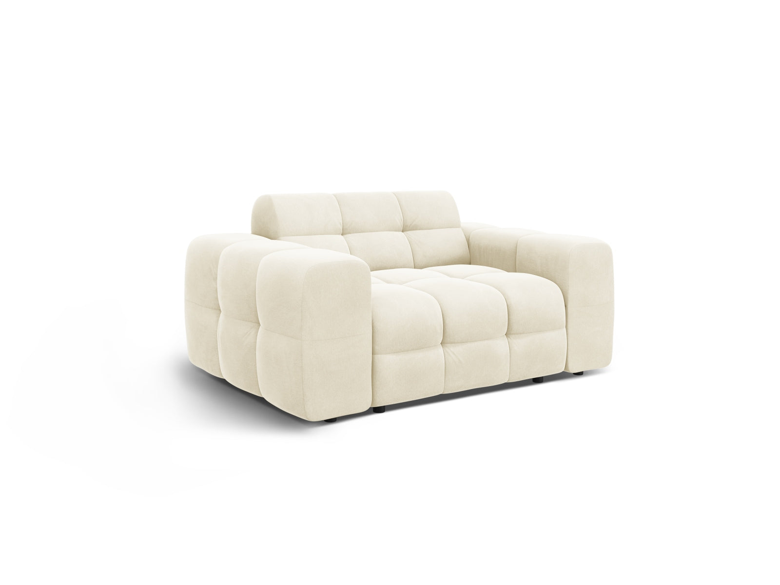 Stilvolles Kendal Velour Sofa für 2 Personen in zartem Ivory, perfekt für moderne Wohnzimmer und entspannte Stunden.