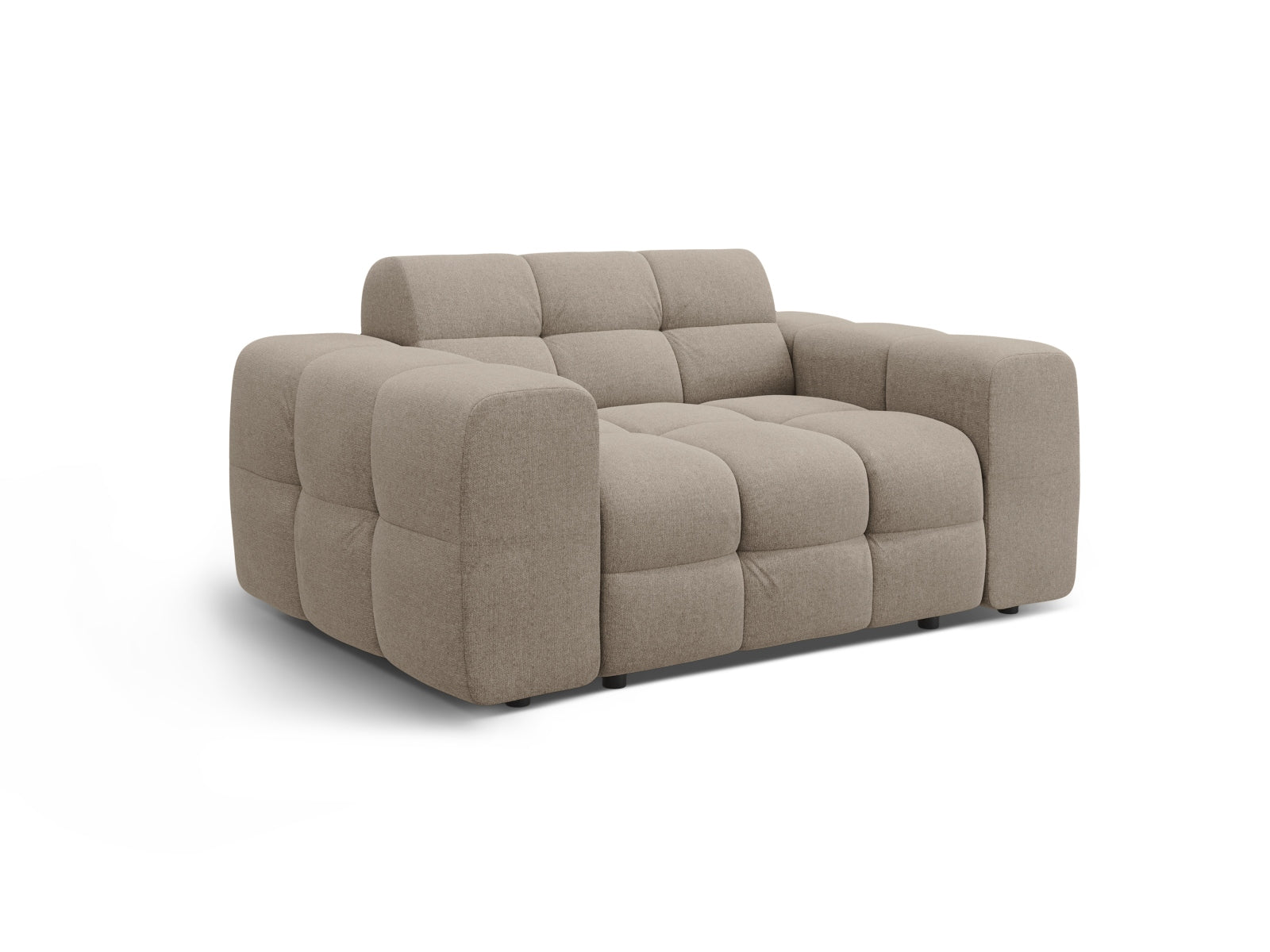 Modernes Kendal 2-Sitzer Sofa in sanftem Dunkelbeige, ideal für stilvolle Wohnräume und gemütliche Atmosphäre.