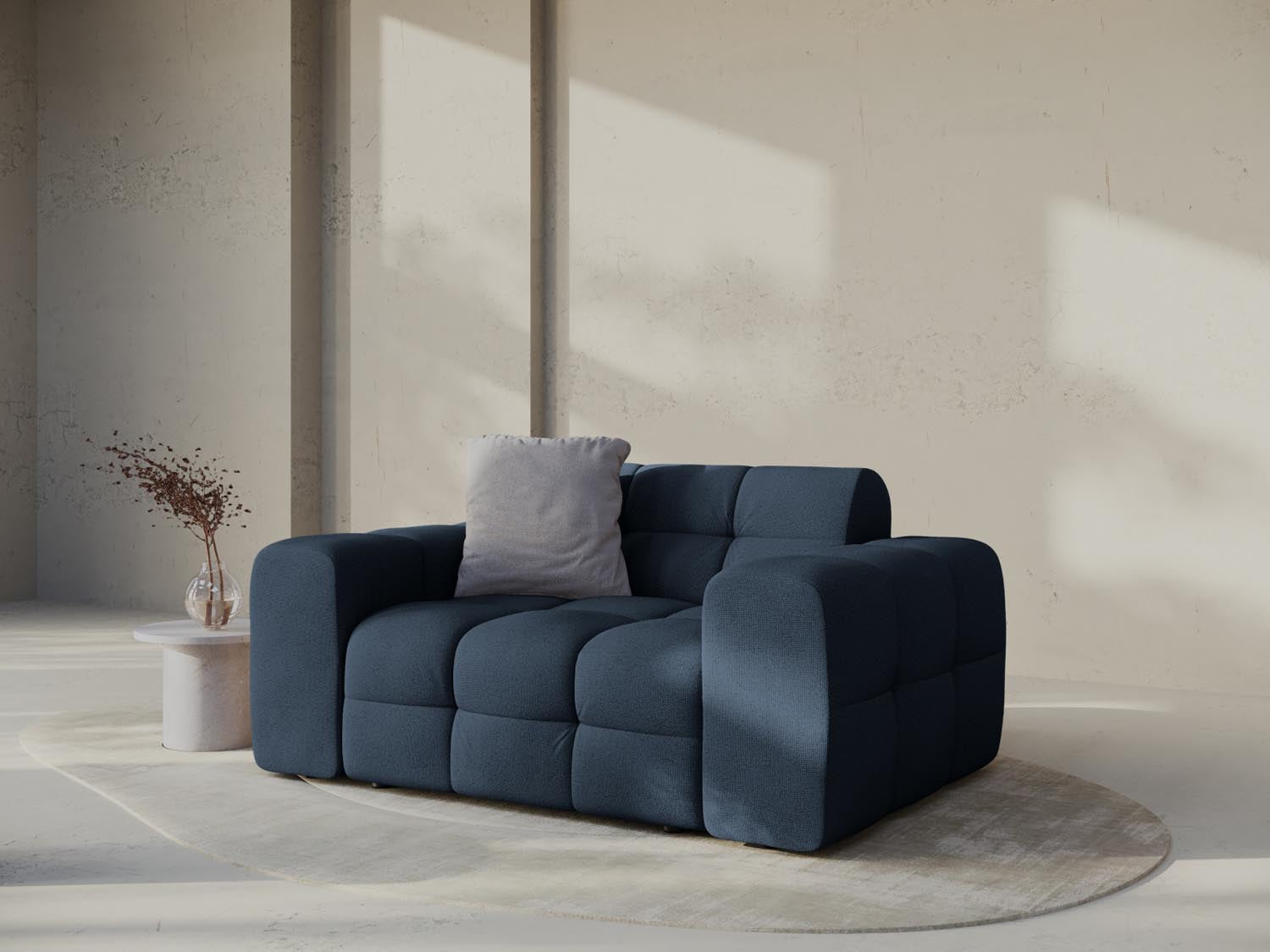 Elegantes Kendal 2-Sitzer Sofa in Navy Blue, stilvoll und modern, ideal für jedes Wohnzimmer, präsentiert von Micadoni.