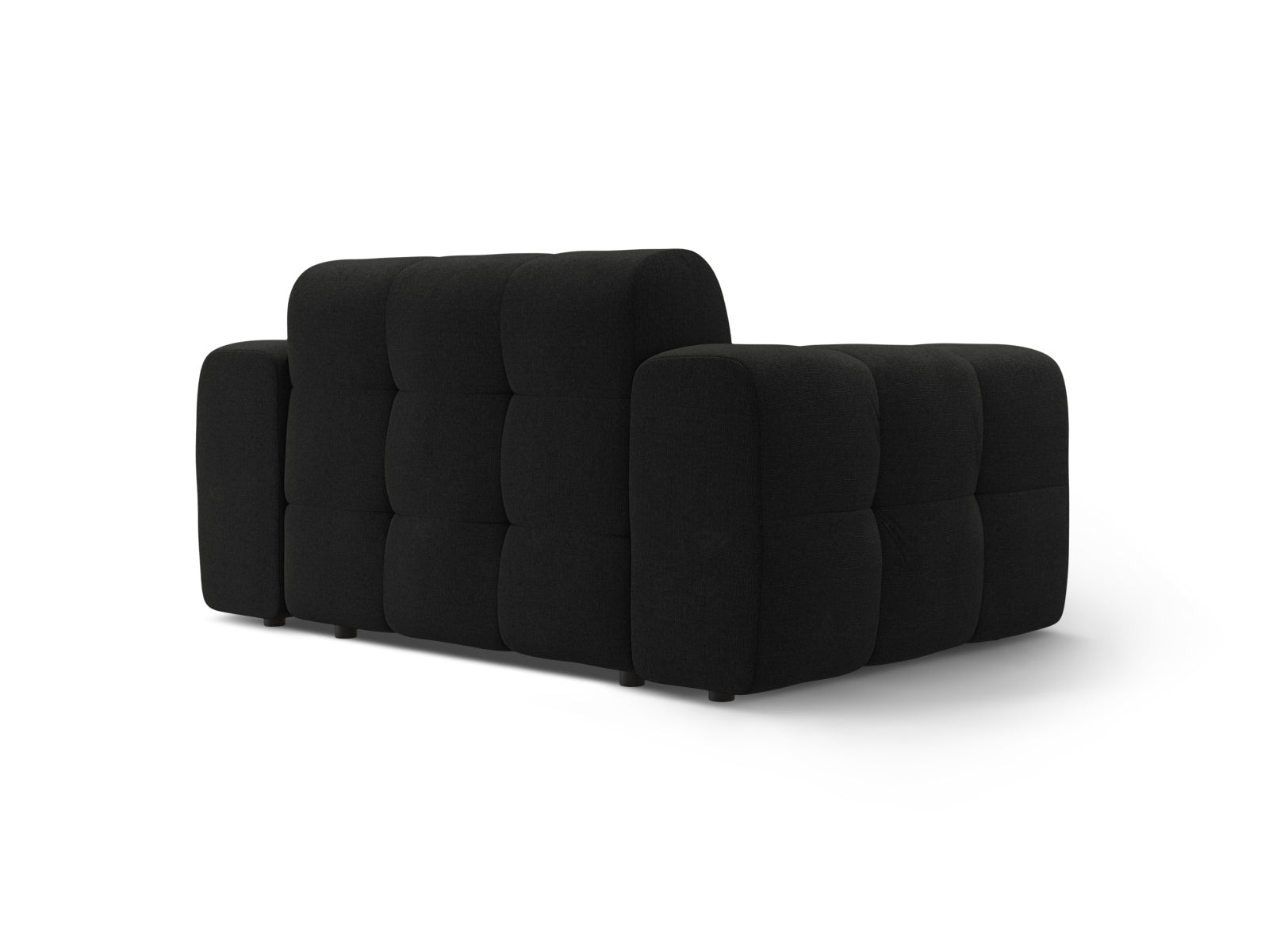 Elegantes Kendal 2-Sitzer Sofa in stilvollem Schwarz, ideal für moderne Wohnräume und gemütliche Abende, erhältlich bei Micadoni.