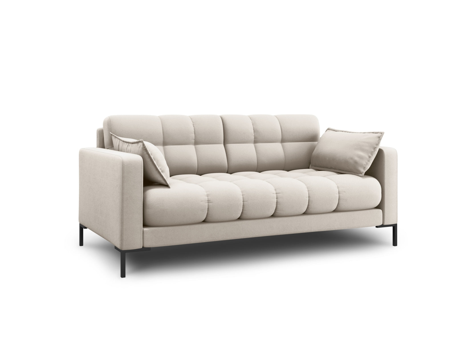 Elegantes Mamaia 2-Sitzer Sofa in stilvollem Beige und Schwarz, ideal für moderne Wohnräume. Hochwertige Verarbeitung von Micadoni.