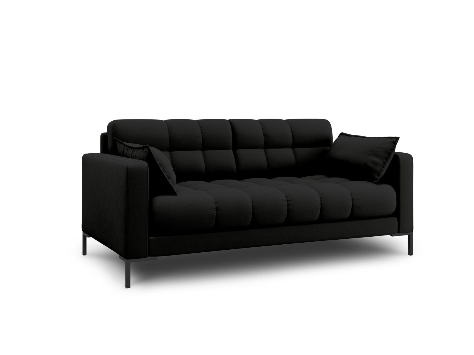Elegantes Mamaia 2-Sitzer Sofa in Schwarz von Micadoni, ideal für stilvolle Wohnräume und gemütliche Abende.