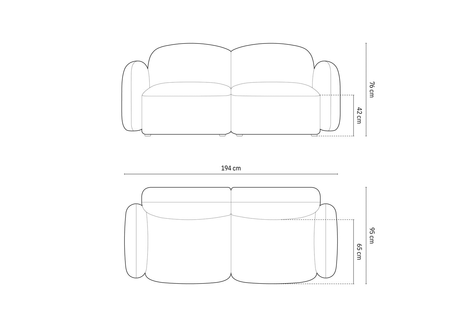 Elegantes 2-Sitzer Sofa Blair aus weichem Velours in zeitlosem Ecru, ideal für gemütliche Stunden und modernes Wohndesign von Micadoni.