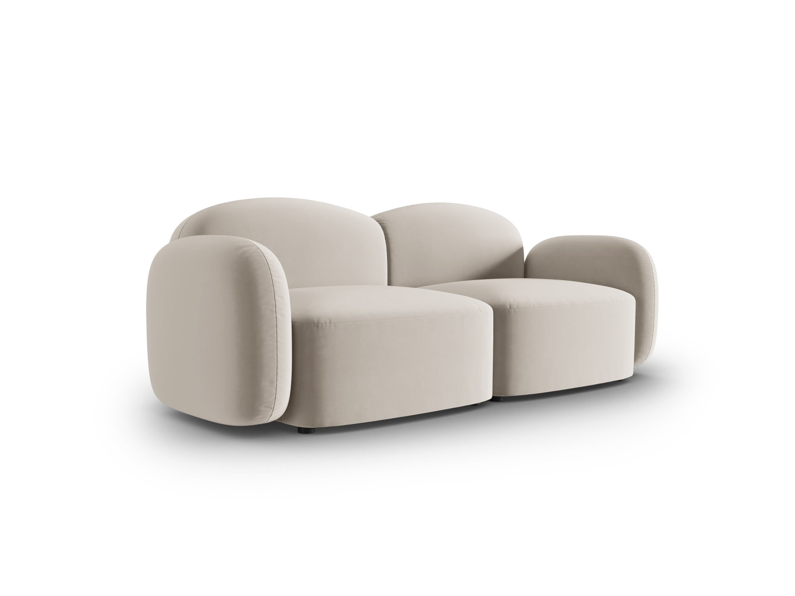 Elegantes Blair Velour Sofa für zwei Personen in stilvollem Ecru, ideal für moderne Wohnräume, präsentiert von Micadoni.