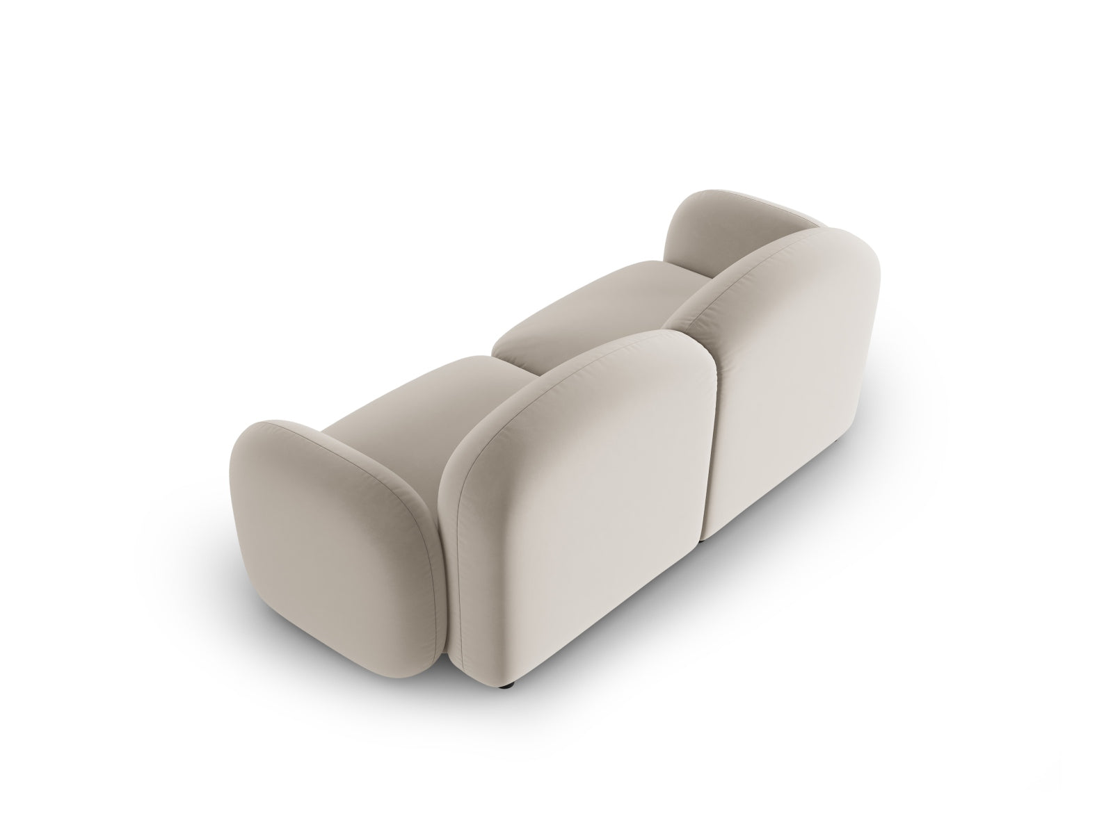 Gemütliches 2-Sitzer Sofa Blair aus Velours in edlem Ecru, perfekt für stilvolle Wohnzimmer und entspannte Abende, von Micadoni.