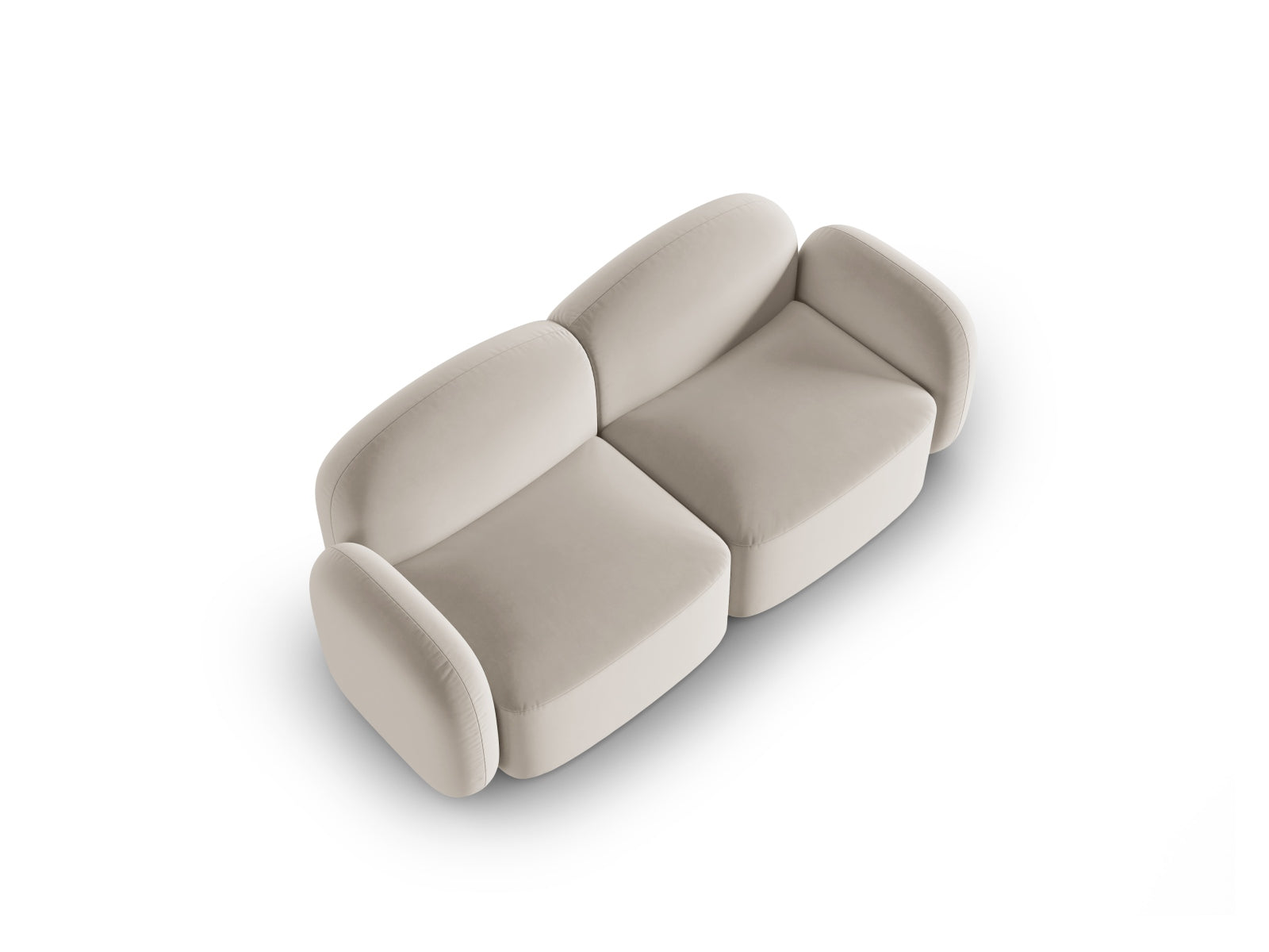 Elegantes 2-Sitzer Sofa Blair aus weichem Velours in zeitlosem Ecru, ideal für moderne Wohnräume und gemütliche Stunden, von Micadoni.