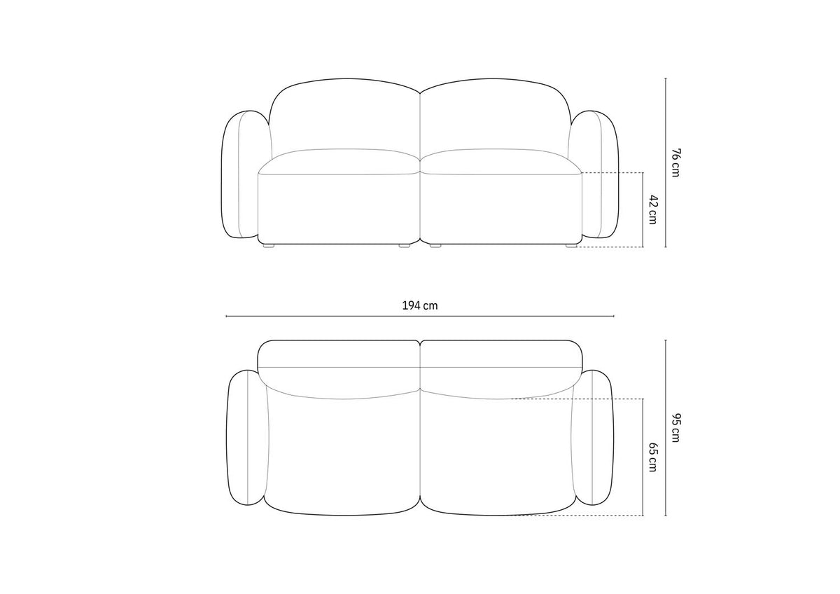 Blair Velour Sofa 2 Sitzer in Light Grey-Casino präsentiert im Onlineshop von KAQTU Design AG. 2er Sofa ist von Micadoni