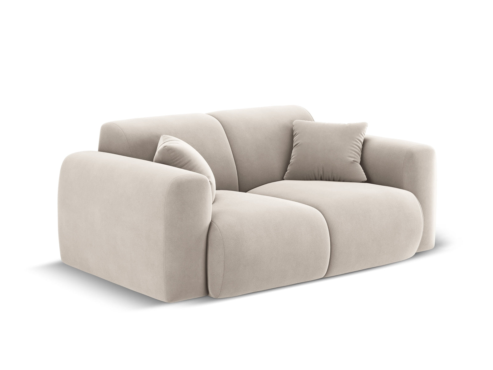 Elegantes Molino Velour Sofa für zwei Personen in sanftem Beige, ideal für stilvolle Wohnräume und gemütliche Abende.