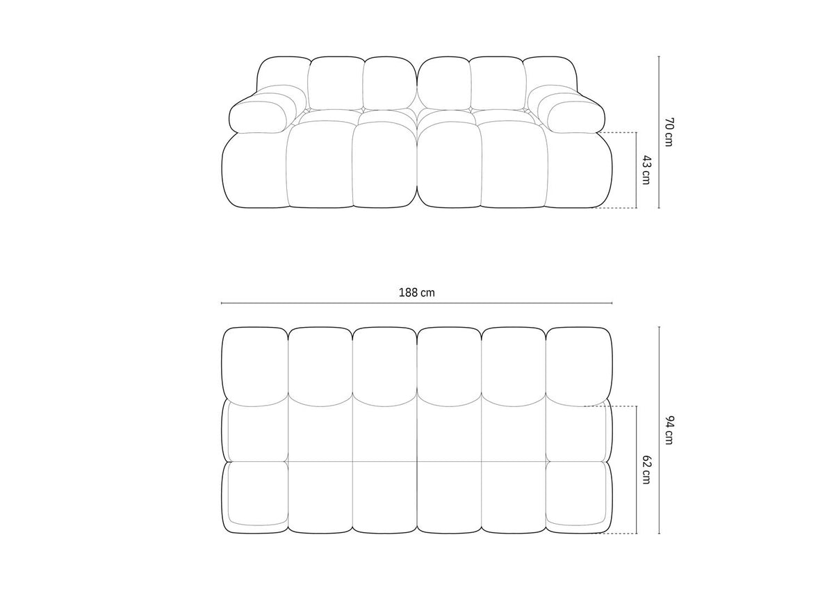 Bellis Boucle modulares Sofa 2 Sitzer 94cm in Light Grey-Rolf präsentiert im Onlineshop von KAQTU Design AG. 3er Sofa ist von Micadoni