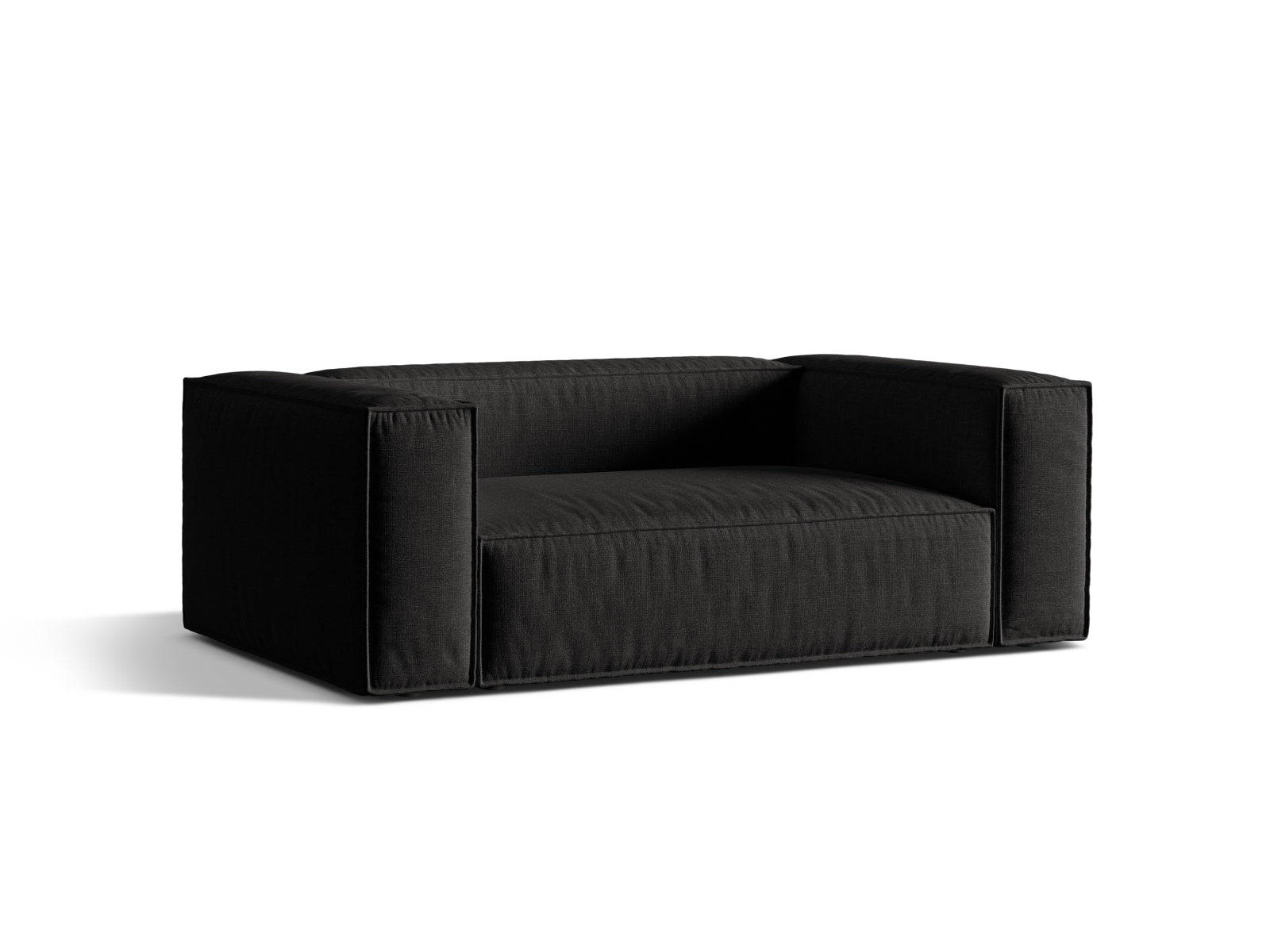 Elegantes 2-Sitzer Sofa Nuria in stilvollem Schwarz, ideal für moderne Wohnräume, erhältlich bei KAQTU Design AG.