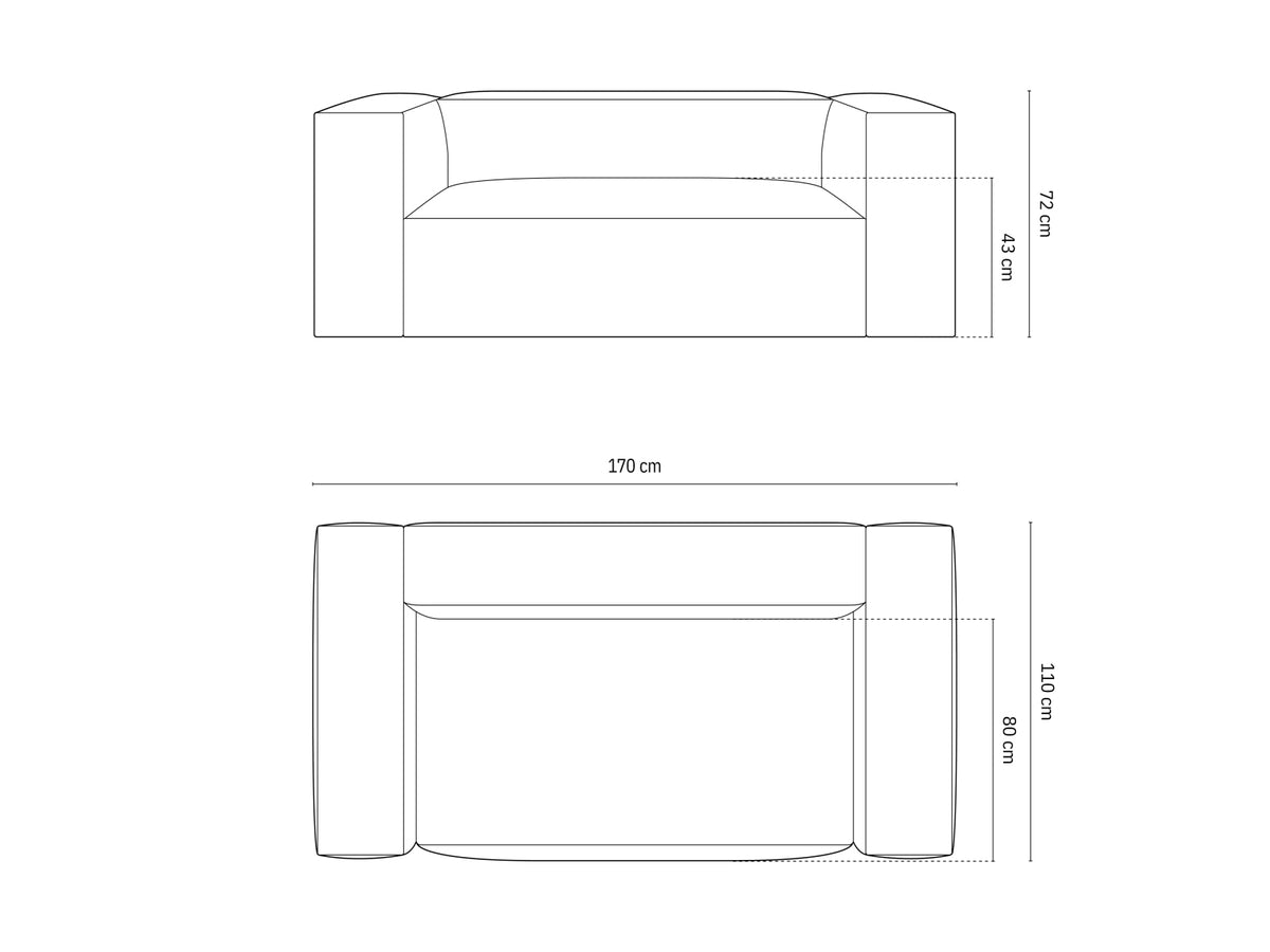 Nuria Sofa 2 Sitzer in Cappuccino-Monet präsentiert im Onlineshop von KAQTU Design AG. Sofa ist von Micadoni