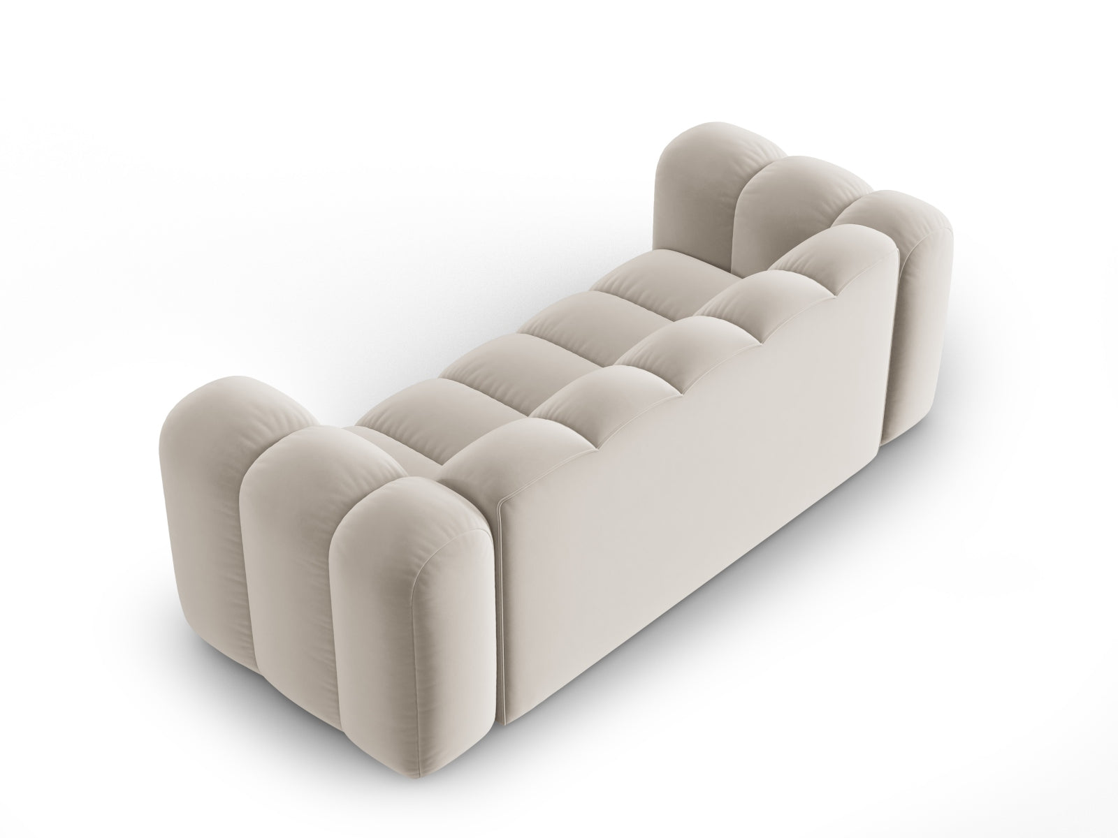 Elegantes 2-Sitzer Velour Sofa in Beige von Micadoni, perfekt für stilvolle Wohnräume und gemütliche Abende.