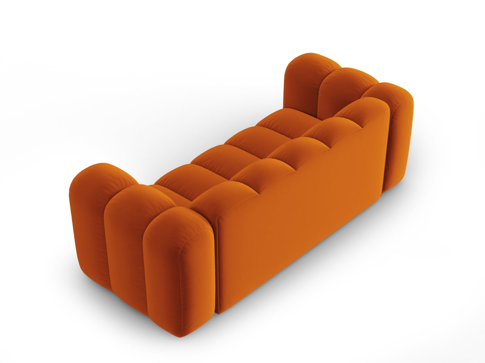 Gemütliches 2-Sitzer Sofa aus Velours in ansprechendem Terracotta, perfekt für stilvolle Wohnräume und entspannte Abende.