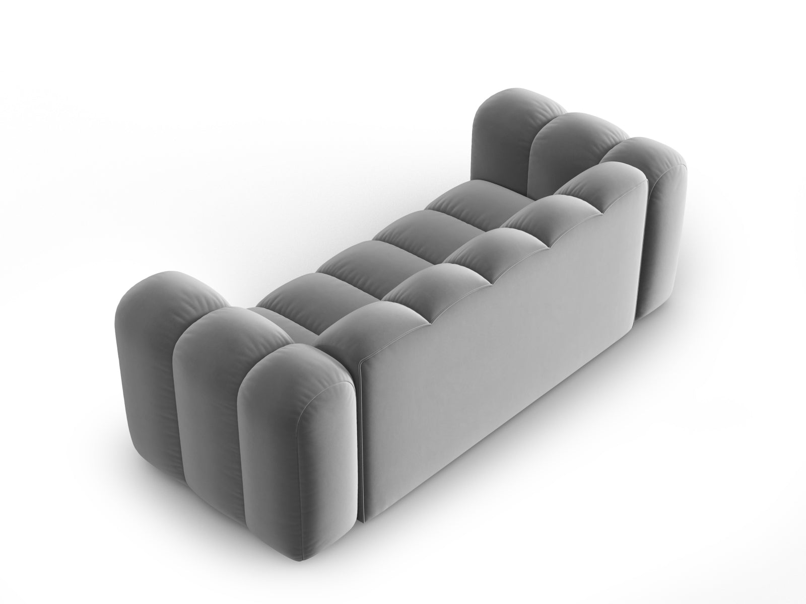 Stilvolles 2-Sitzer Velour Sofa von Micadoni in edlem Grau, perfekt für entspannte Stunden und modernes Wohndesign.