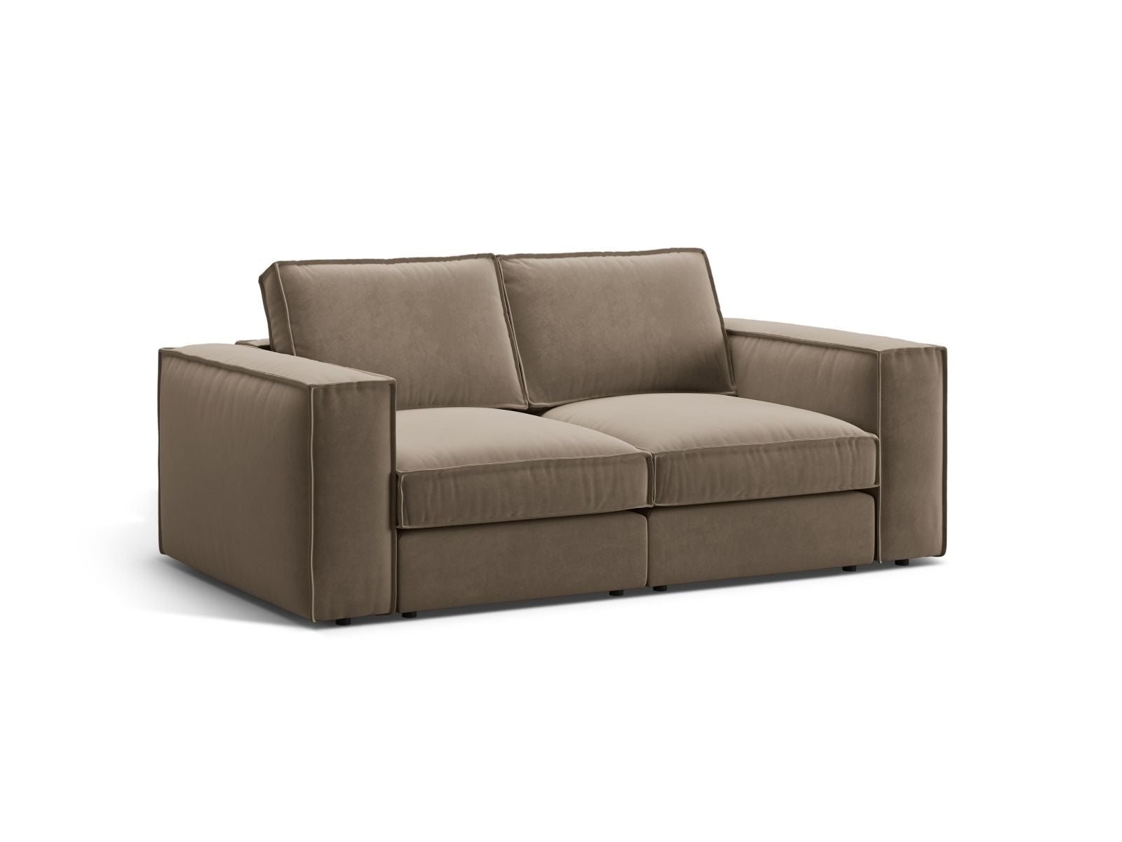Elegantes 2-Sitzer Sofa Pola in Grau-Braun, ideal für moderne Wohnräume. Modular und stilvoll, perfekt für entspannte Stunden.