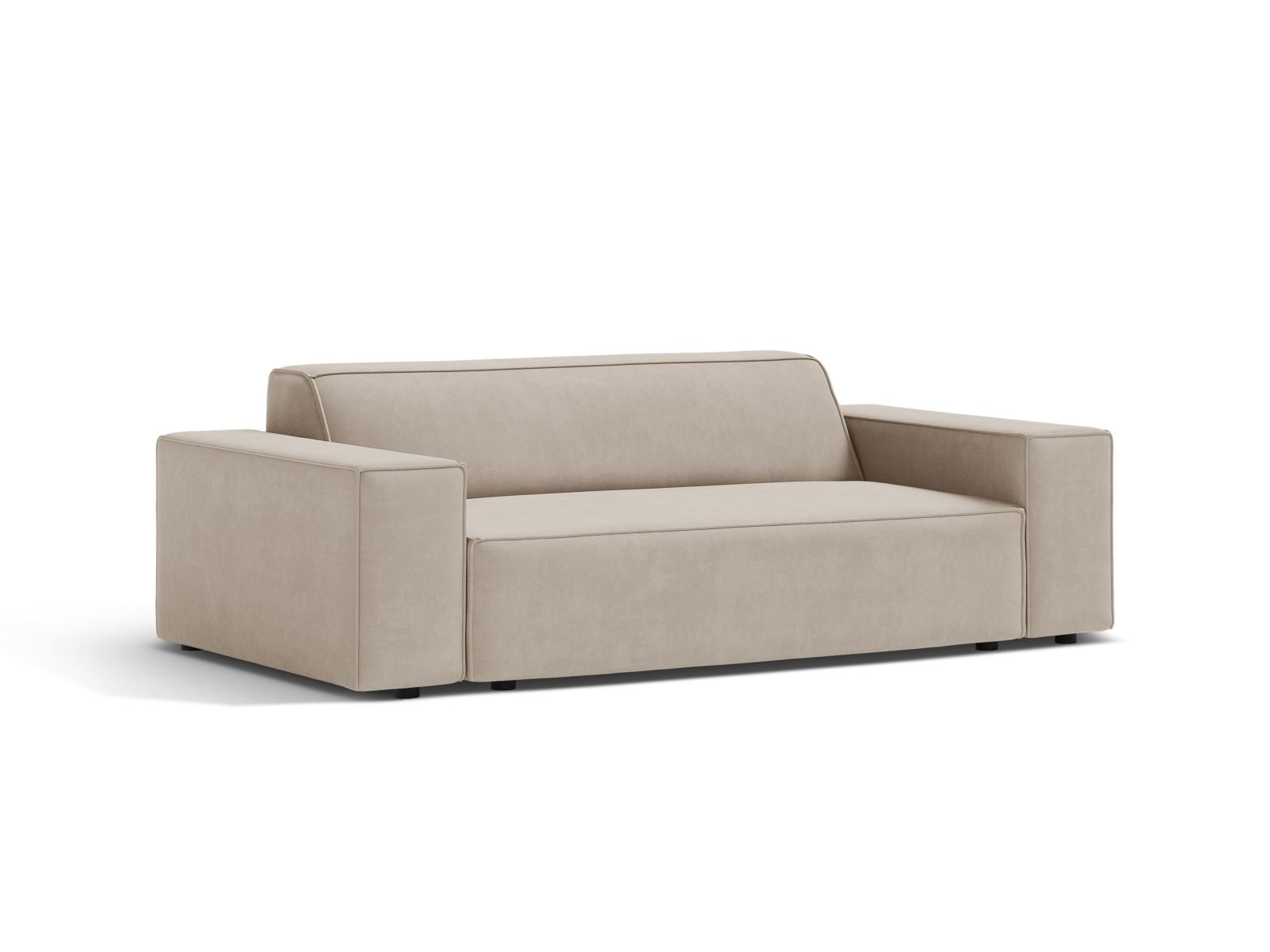 Elegantes 2-Sitzer Sofa Jodie in stilvollem Dark Beige-Bluvel, ideal für moderne Wohnräume, erhältlich bei KAQTU Design AG.