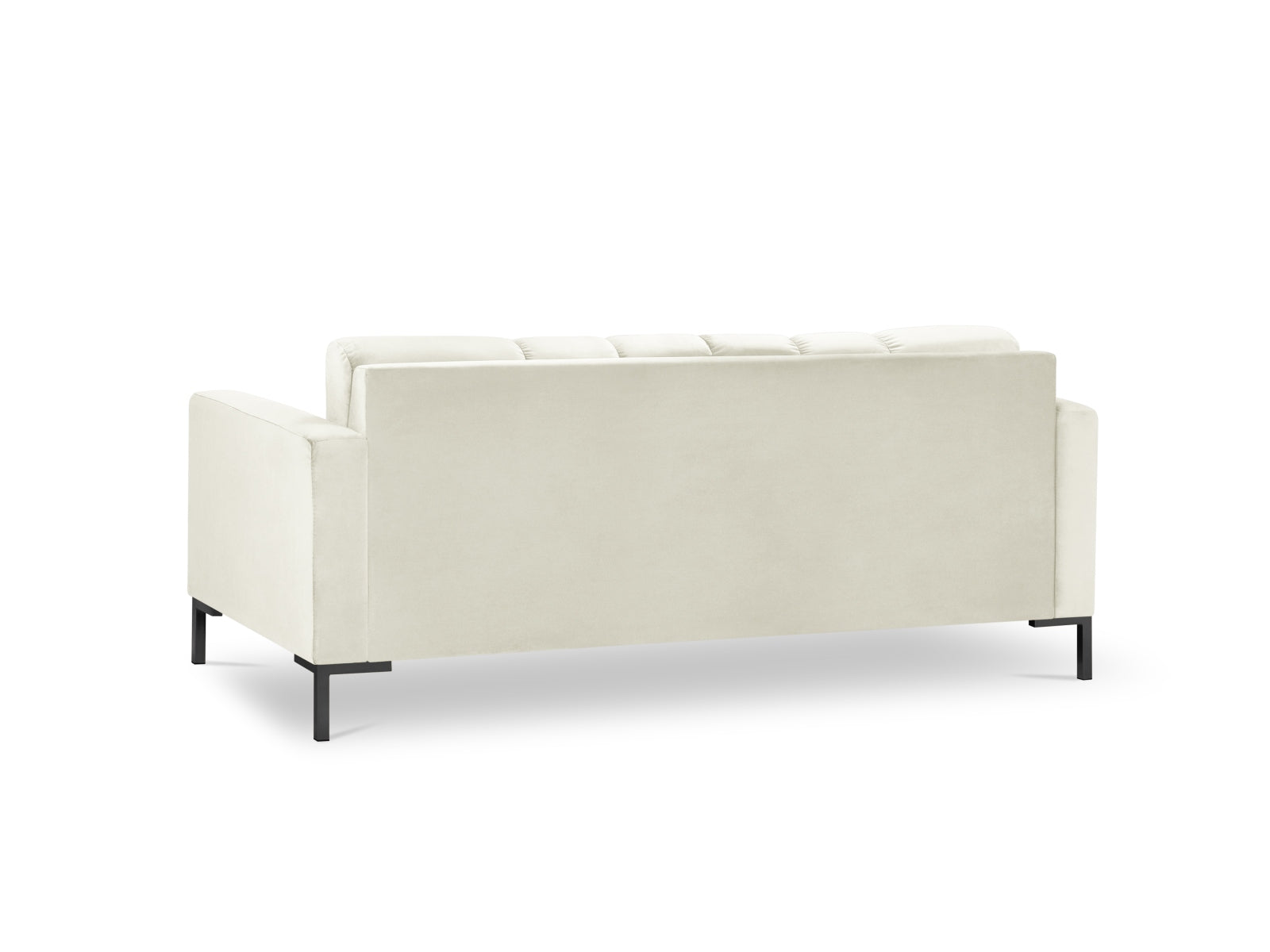 Elegantes 2-Sitzer Sofa Mamaia aus Velours in sanften Beige- und Schwarzfarben, ideal für gemütliche Abende und stilvolle Einrichtung.