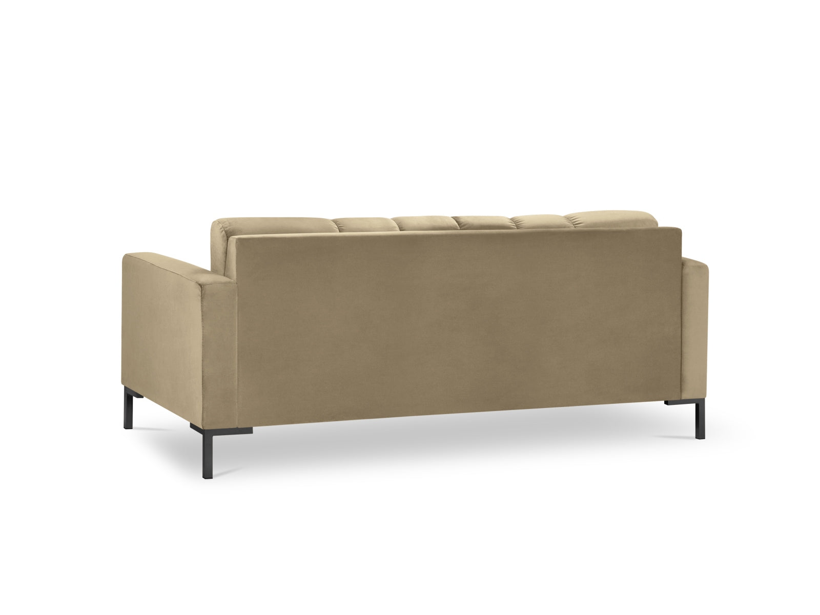 Elegantes 2-Sitzer Sofa Mamaia aus weichem Velours in zeitlosem Beige und Schwarz, ideal für gemütliche Abende und stilvolle Wohnräume.