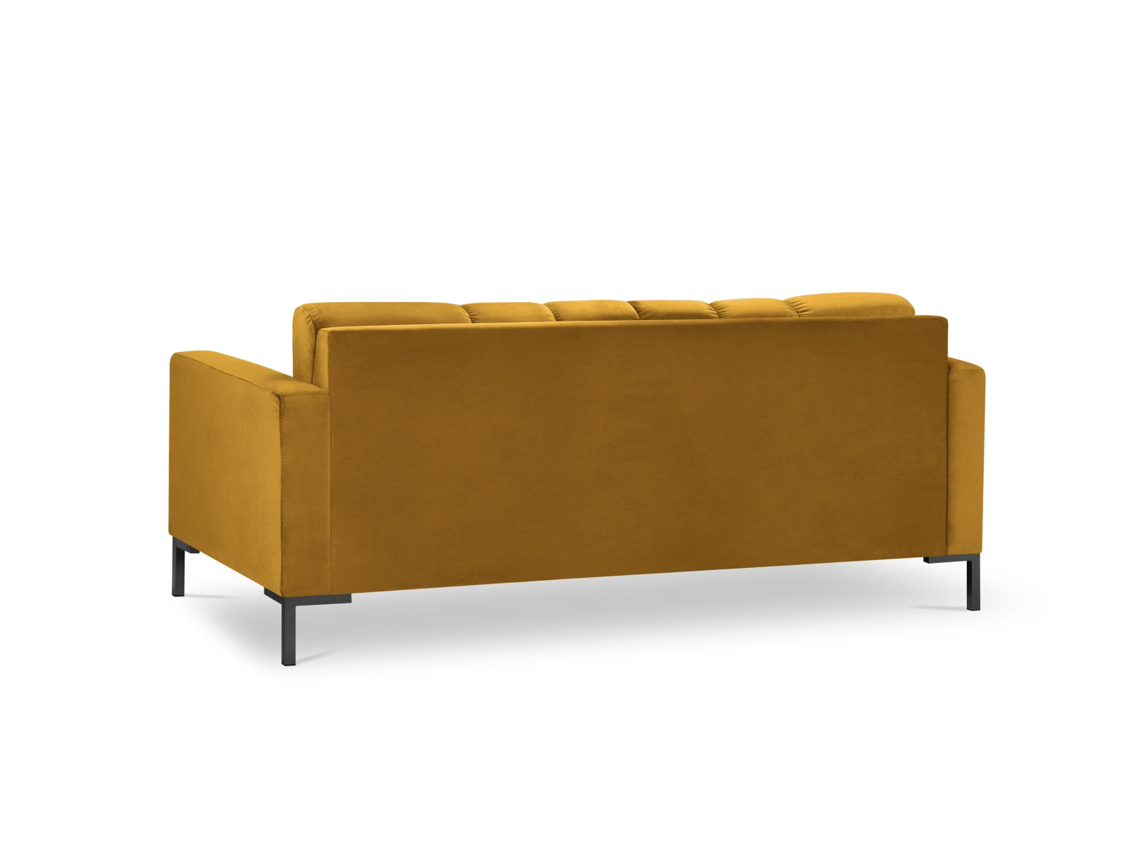 Elegantes 2-Sitzer Sofa Mamaia in luxuriösem Velours, kombiniert Gelb und Schwarz für ein modernes Wohnambiente.