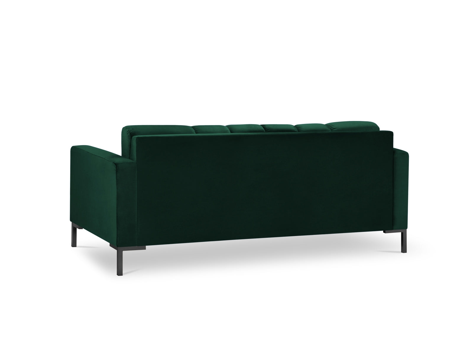 Elegantes 2-Sitzer Sofa Mamaia aus weichem Velours in tiefem Flaschengrün, ideal für moderne Wohnräume und entspannte Stunden.