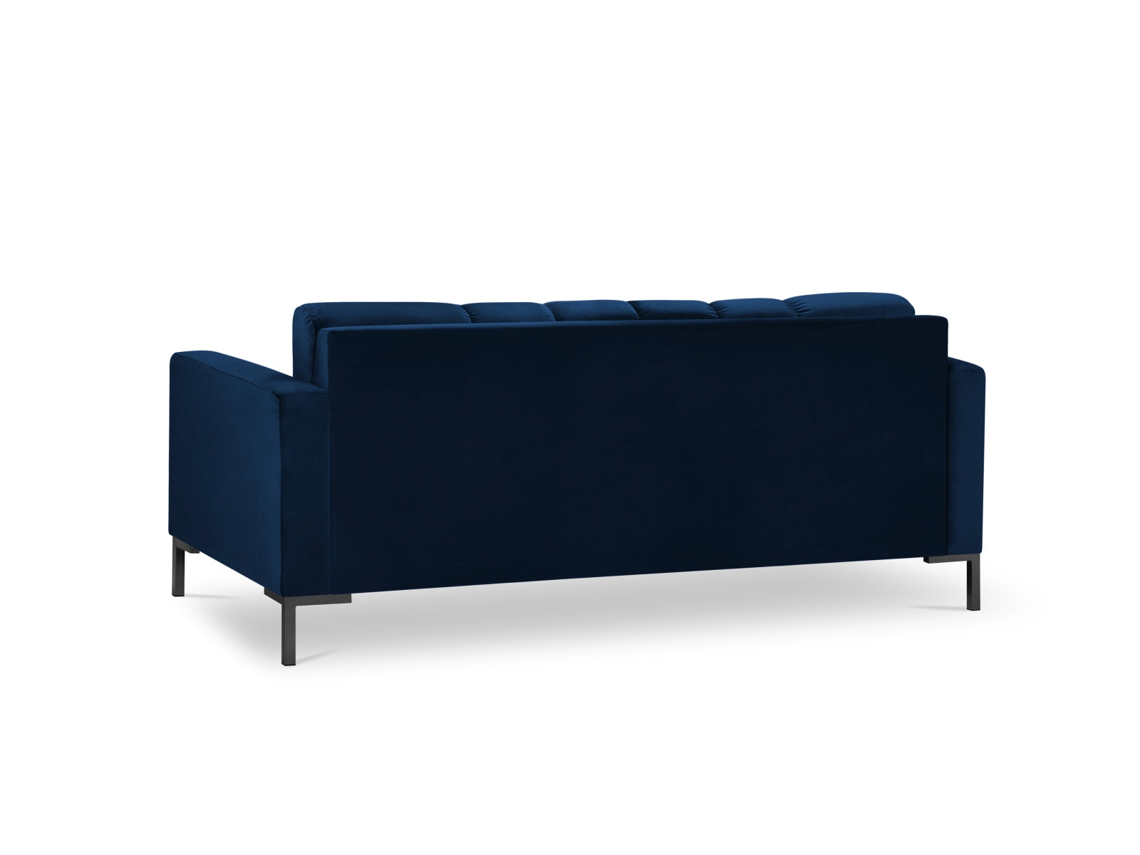 Elegantes 2-Sitzer Sofa Mamaia in Royal Blue und Schwarz-Bluvel, ideal für stilvolle Wohnräume und gemütliche Abende.